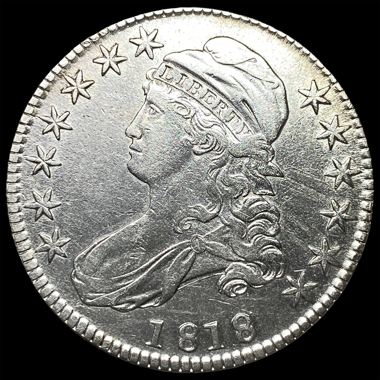 1818 Capped Bust Half Dollar NEARLY UNCIRCULATED: 1818 Capped Bust Half Dollar NEARLY UNCIRCULATED