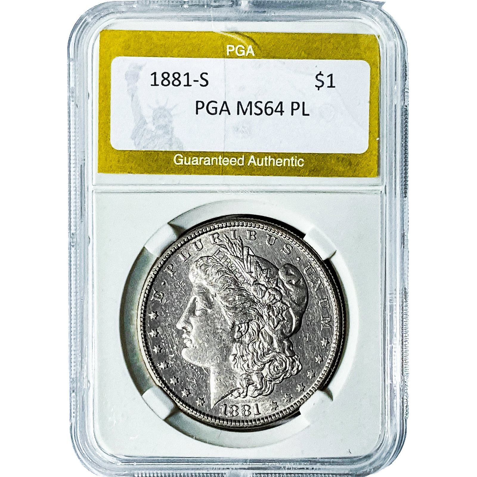 1881-S Morgan Silver Dollar PGA MS64 PL: 1881-S Morgan Silver Dollar PGA MS64 PL