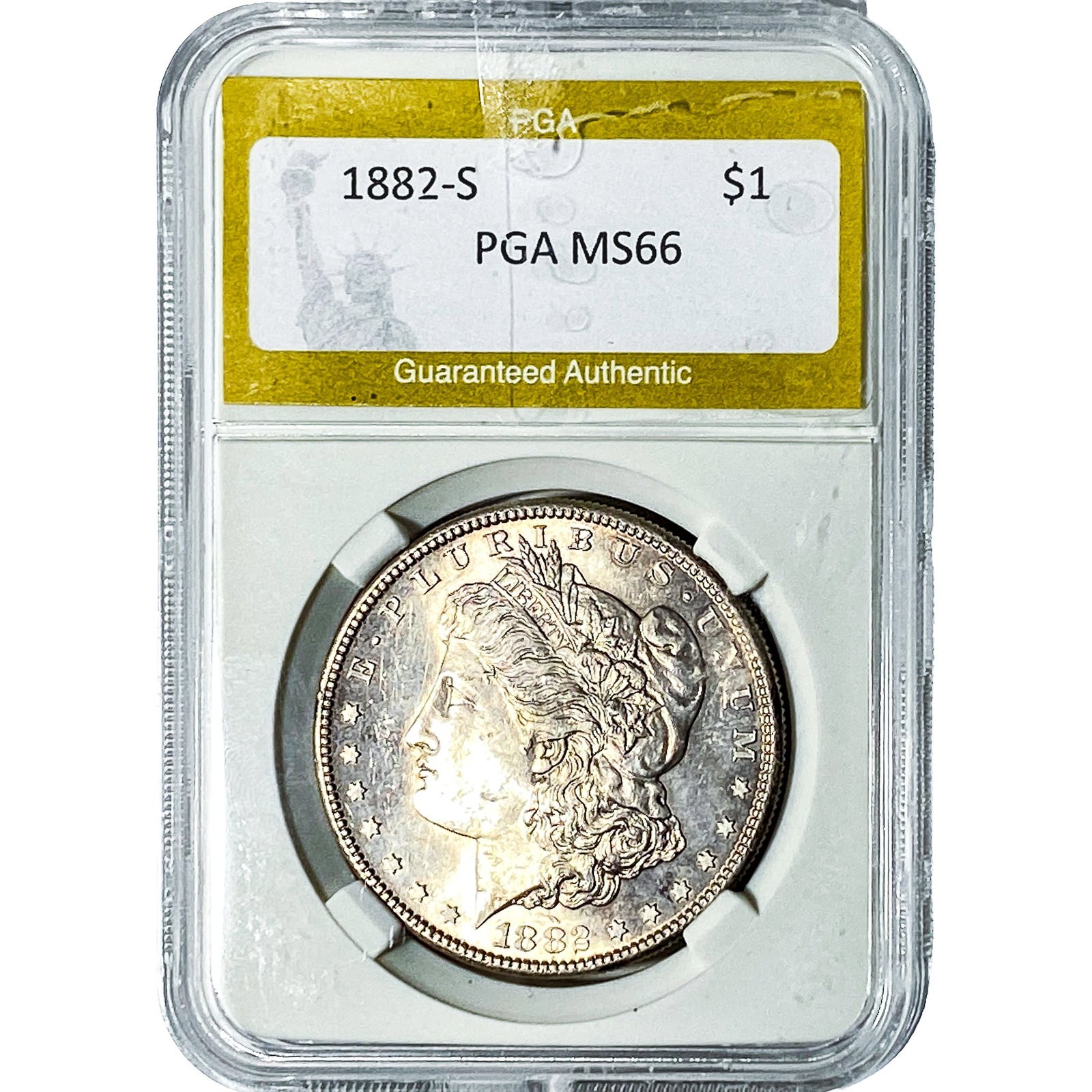 1882-S Morgan Silver Dollar PGA MS66: 1882-S Morgan Silver Dollar PGA MS66