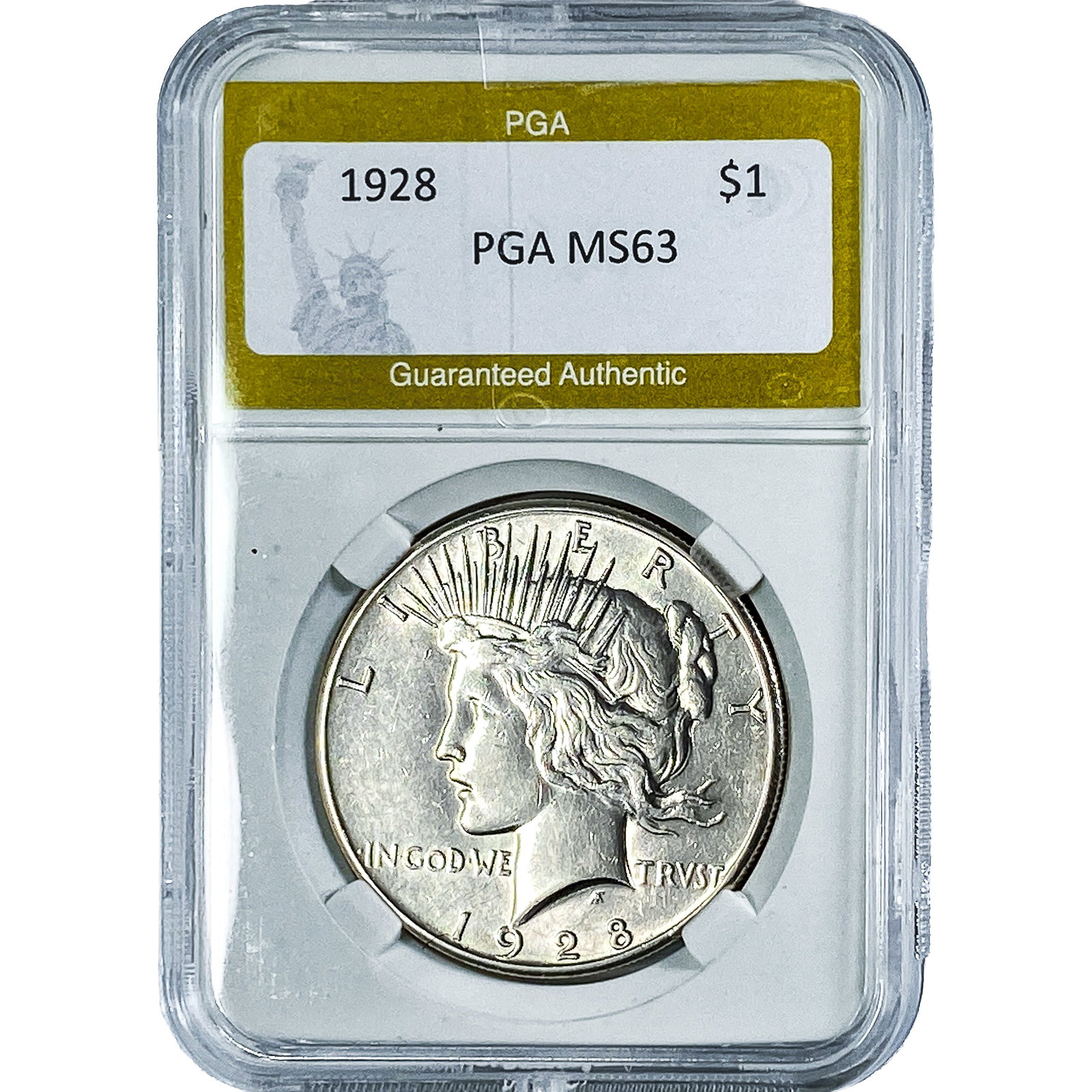 1928 Silver Peace Dollar PGA MS63: 1928 Silver Peace Dollar PGA MS63