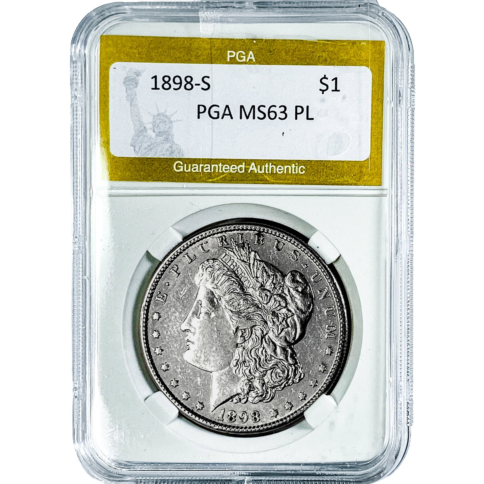 1898-S Morgan Silver Dollar PGA MS63 PL: 1898-S Morgan Silver Dollar PGA MS63 PL