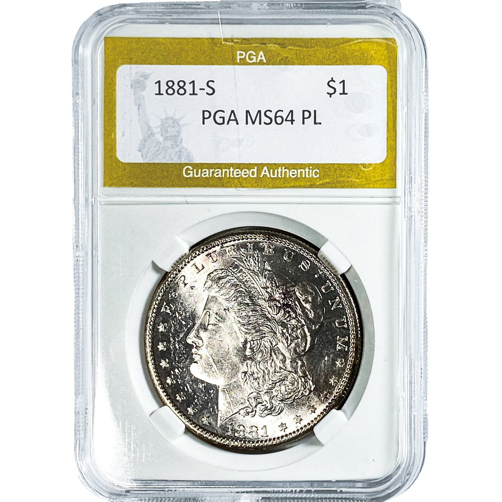 1881-S Morgan Silver Dollar PGA MS64 PL: 1881-S Morgan Silver Dollar PGA MS64 PL