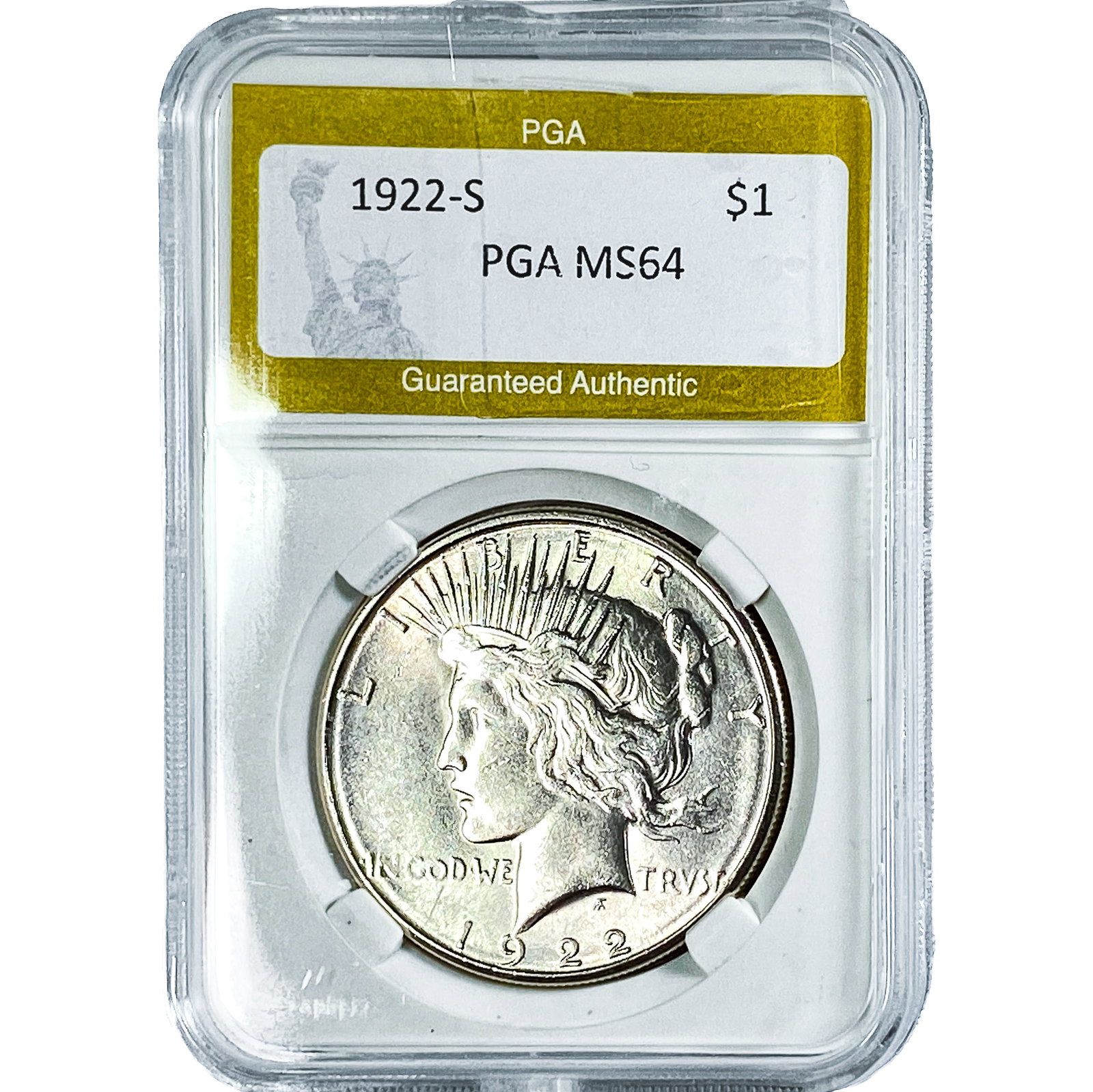 1922-S Silver Peace Dollar PGA MS64: 1922-S Silver Peace Dollar PGA MS64