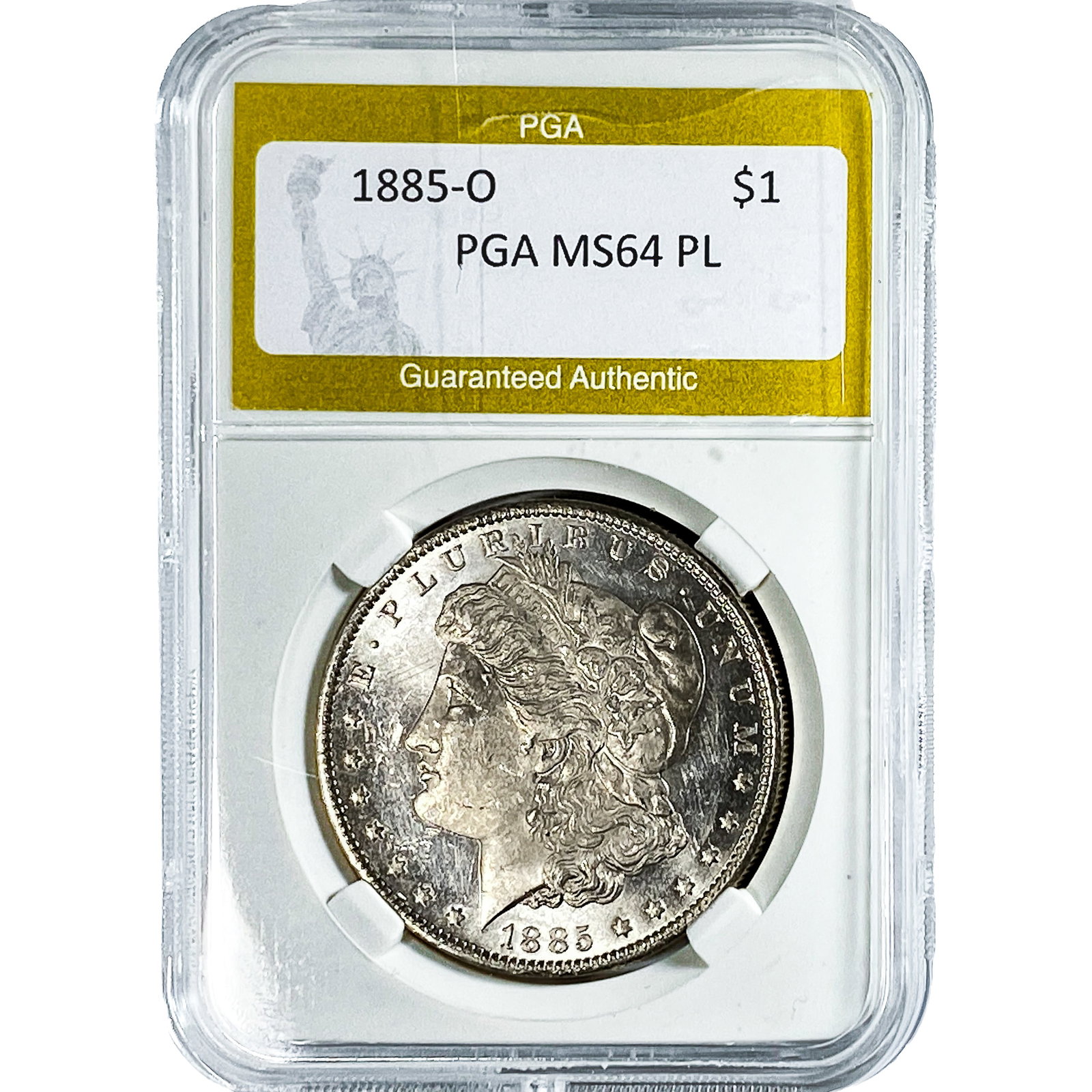 1885-O Morgan Silver Dollar PGA MS64 PL: 1885-O Morgan Silver Dollar PGA MS64 PL