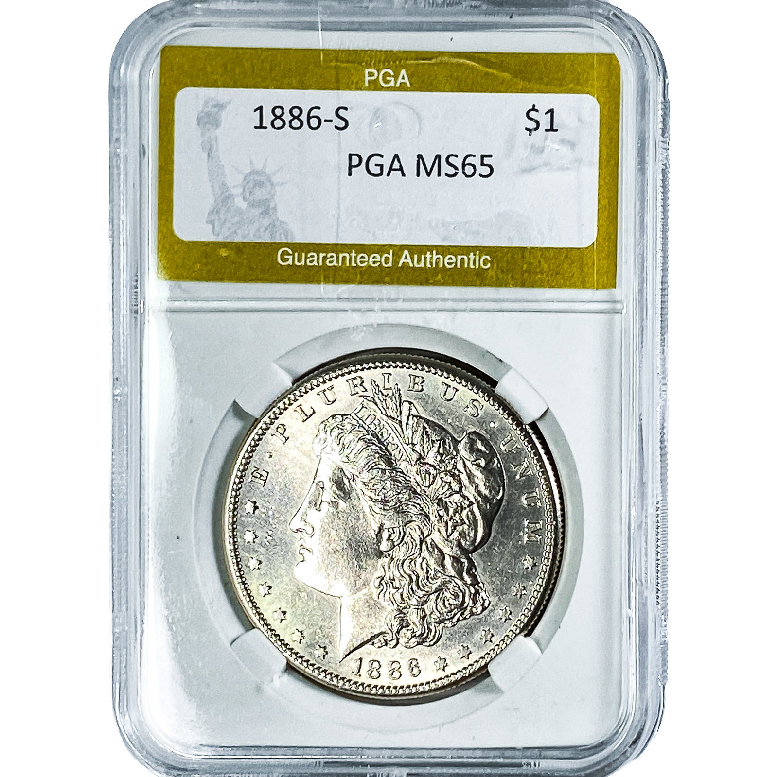 1886-S Morgan Silver Dollar PGA MS65: 1886-S Morgan Silver Dollar PGA MS65