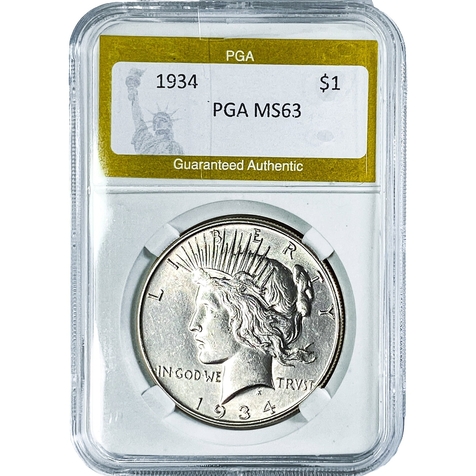 1934 Silver Peace Dollar PGA MS63: 1934 Silver Peace Dollar PGA MS63