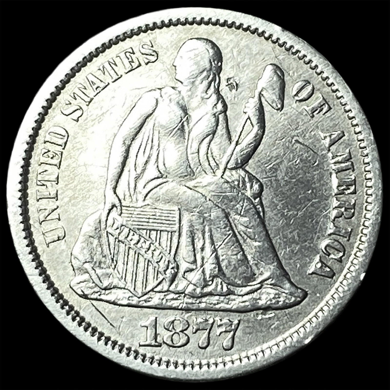 1877-CC Silver Seated Liberty Dime CHOICE AU (1 of 2)