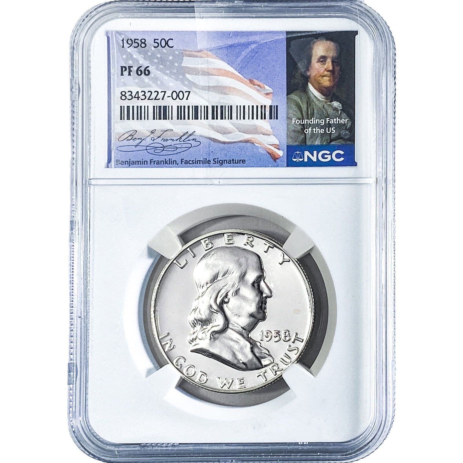 1958 Franklin Half Dollar NGC PF66: 1958 Franklin Half Dollar NGC PF66