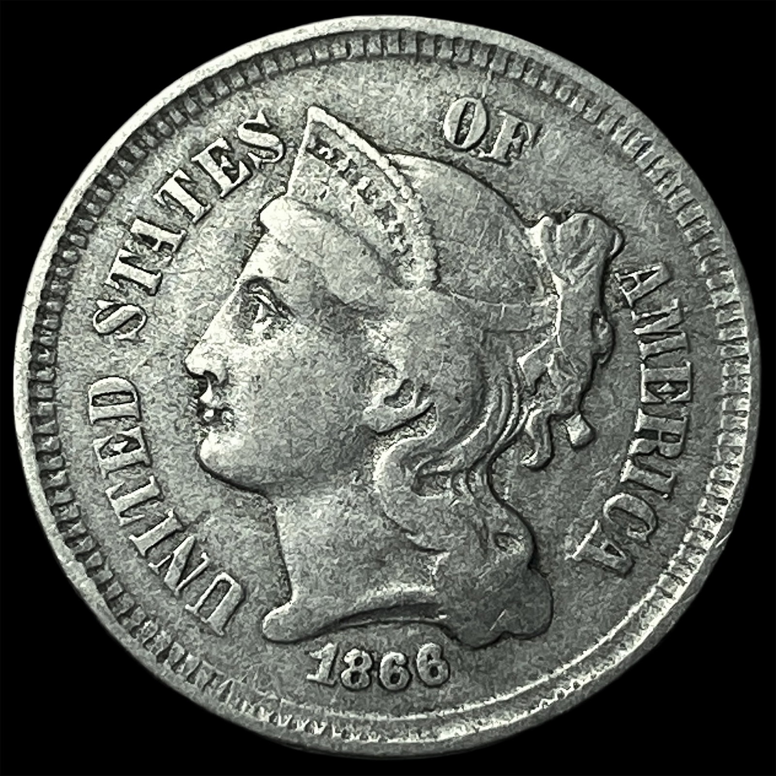 1868 Nickel Three-Cent Piece NEARLY UNCIRCULATED (1 of 2)