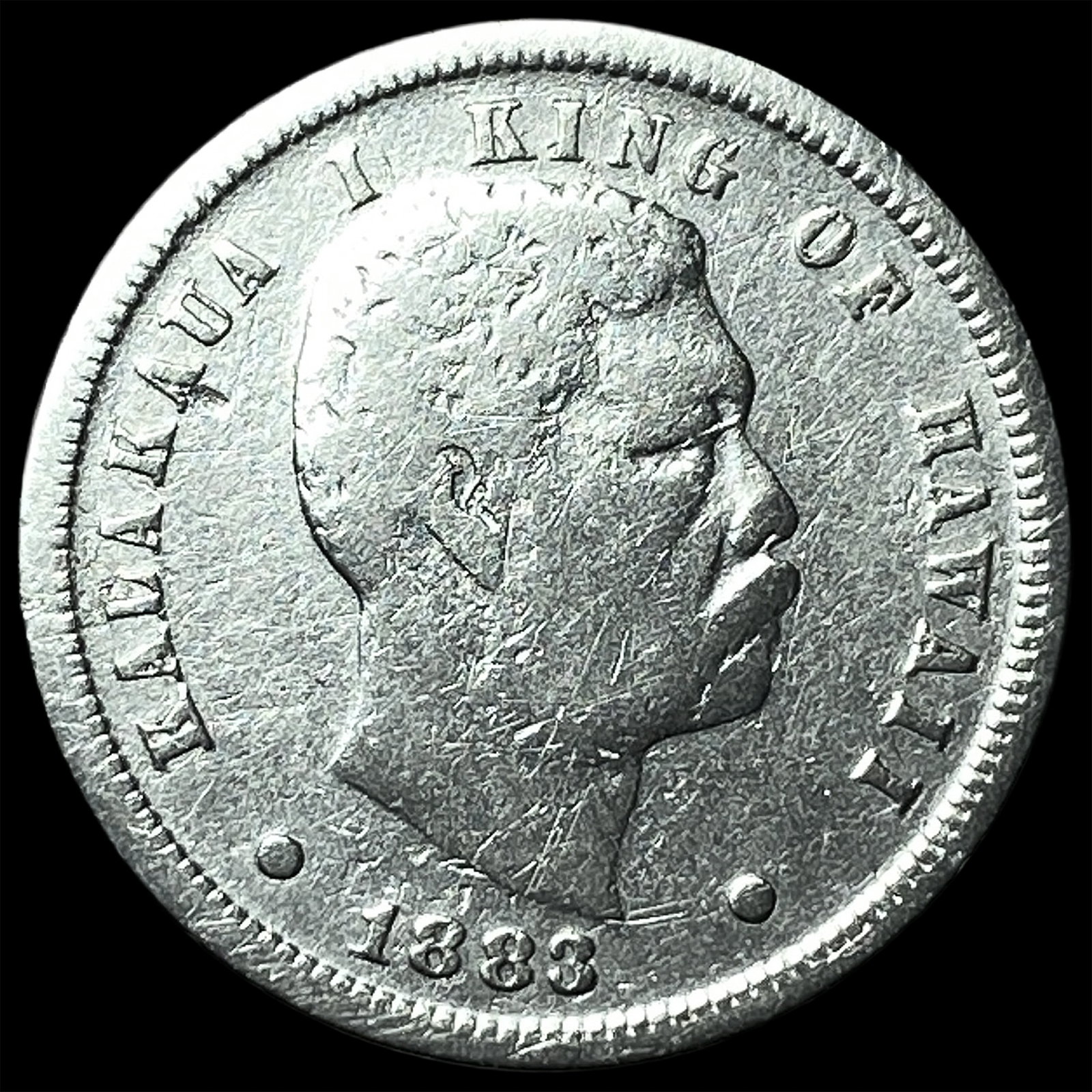 1883 Silver Dime Hawaii Kalakaua I ABOUT UNCIRCULATED (1 of 2)