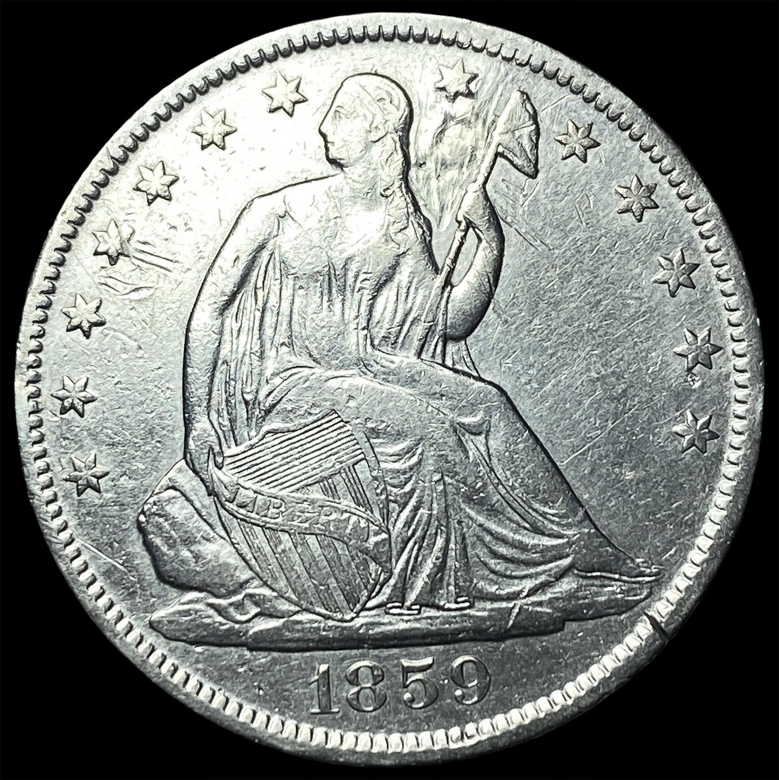 1859-O Silver Half Dollar CLOSELY UNCIRCULATED: 1859-O Silver Half Dollar CLOSELY UNCIRCULATED