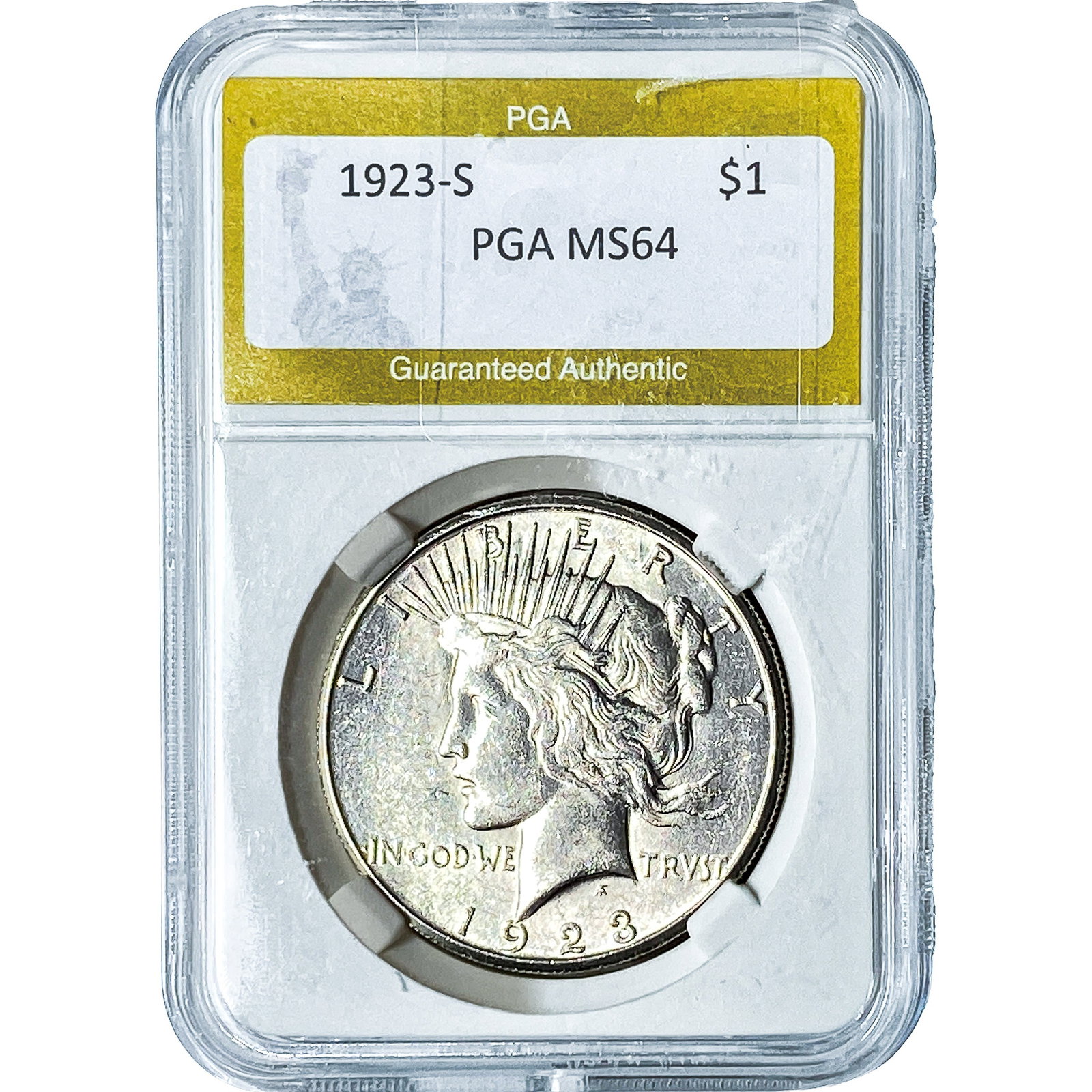 1923-S Silver Peace Dollar PGA MS64: 1923-S Silver Peace Dollar PGA MS64