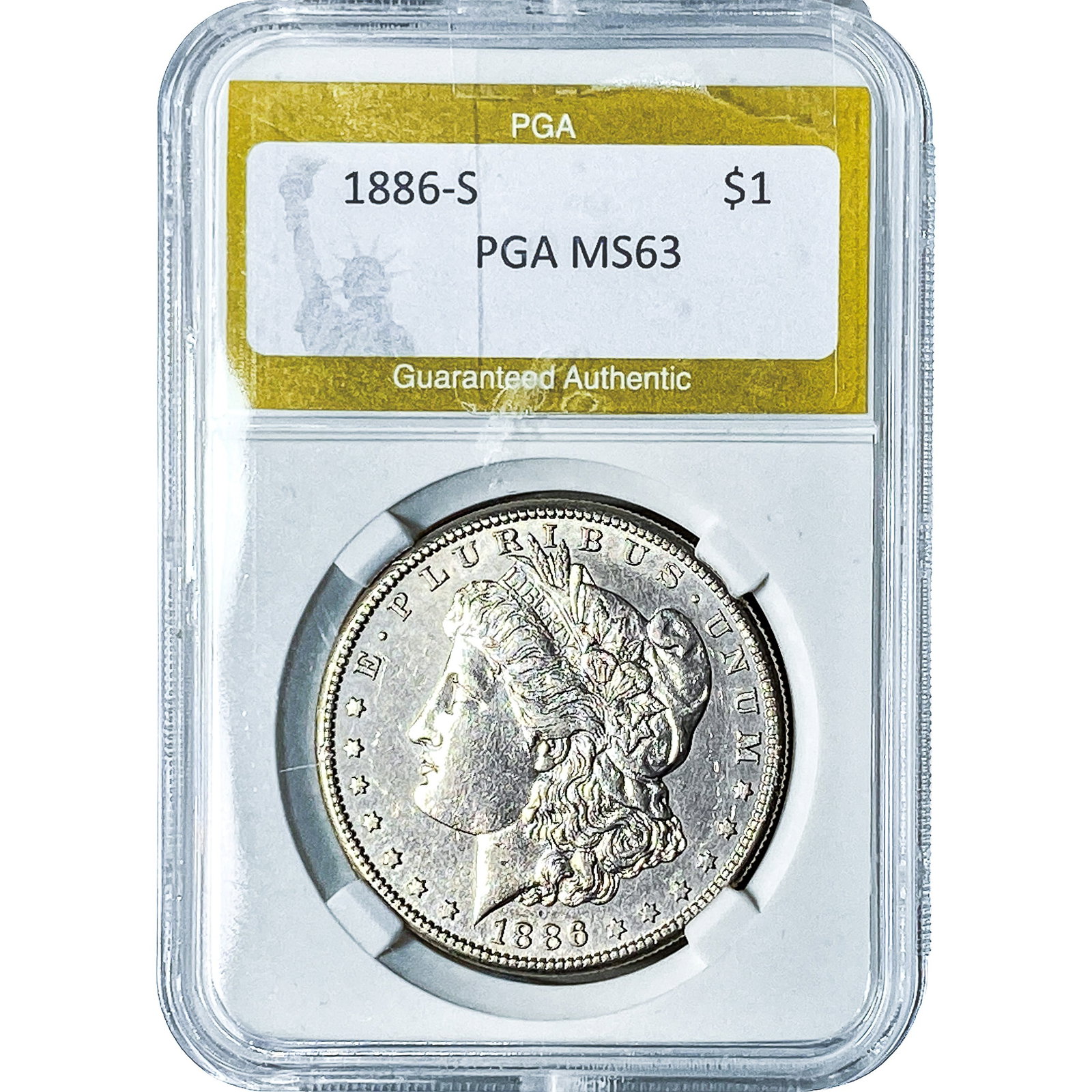 1886-S Morgan Silver Dollar PGA MS63: 1886-S Morgan Silver Dollar PGA MS63