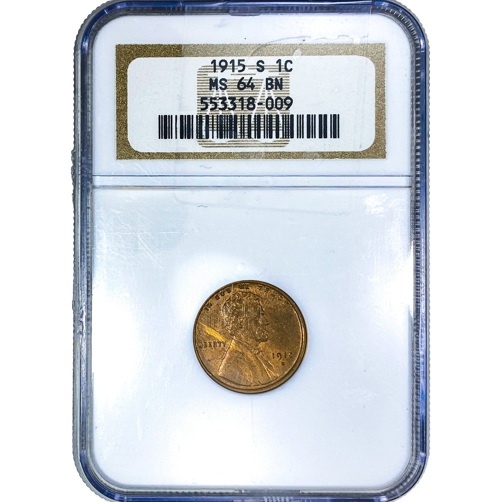 1915-S Wheat Cent NGC MS64 BN: 1915-S Wheat Cent NGC MS64 BN