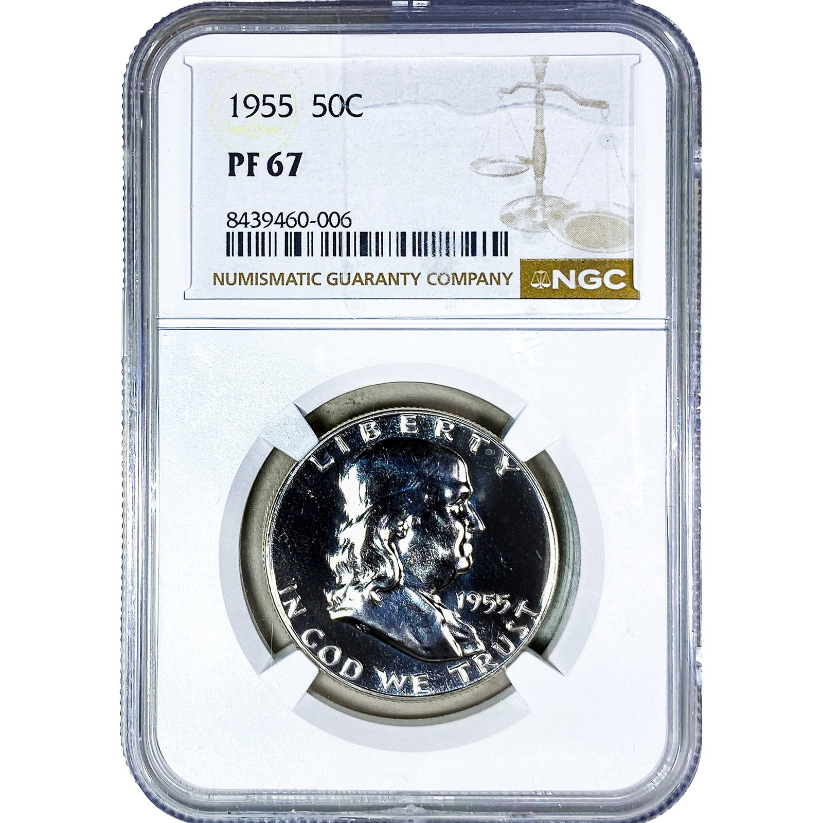 1955 Franklin Half Dollar NGC PF67: 1955 Franklin Half Dollar NGC PF67
