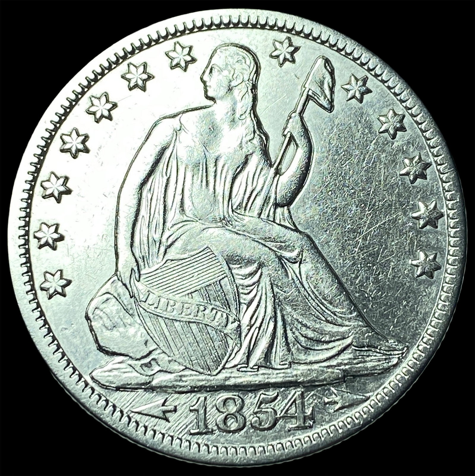 1854-O Silver Seated Liberty Half Dollar CHOICE AU: 1854-O Silver Seated Liberty Half Dollar CHOICE AU