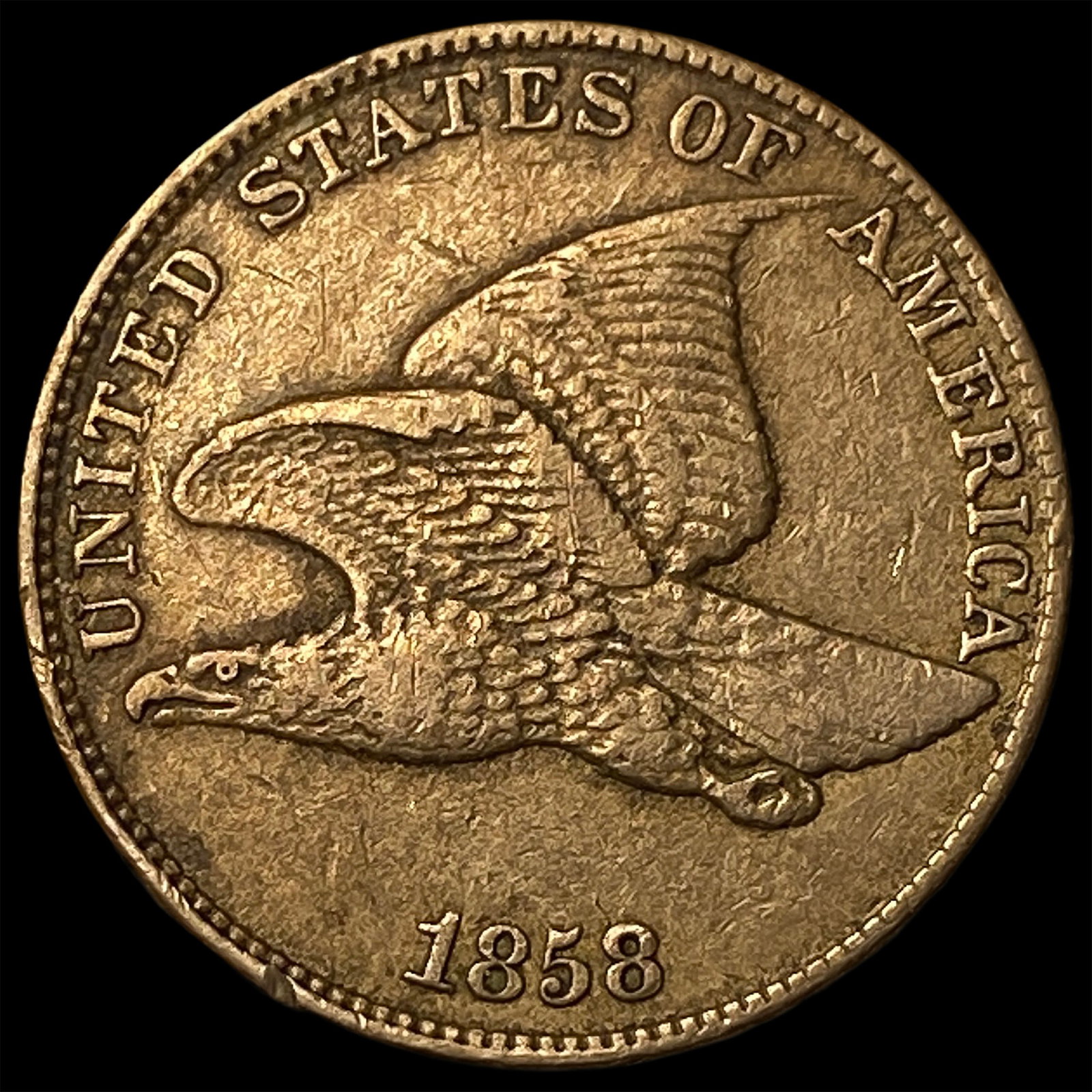 1858 Copper-Nickel Flying Eagle Cent NEARLY UNCIRCULATED: 1858 Copper-Nickel Flying Eagle Cent NEARLY UNCIRCULATED
