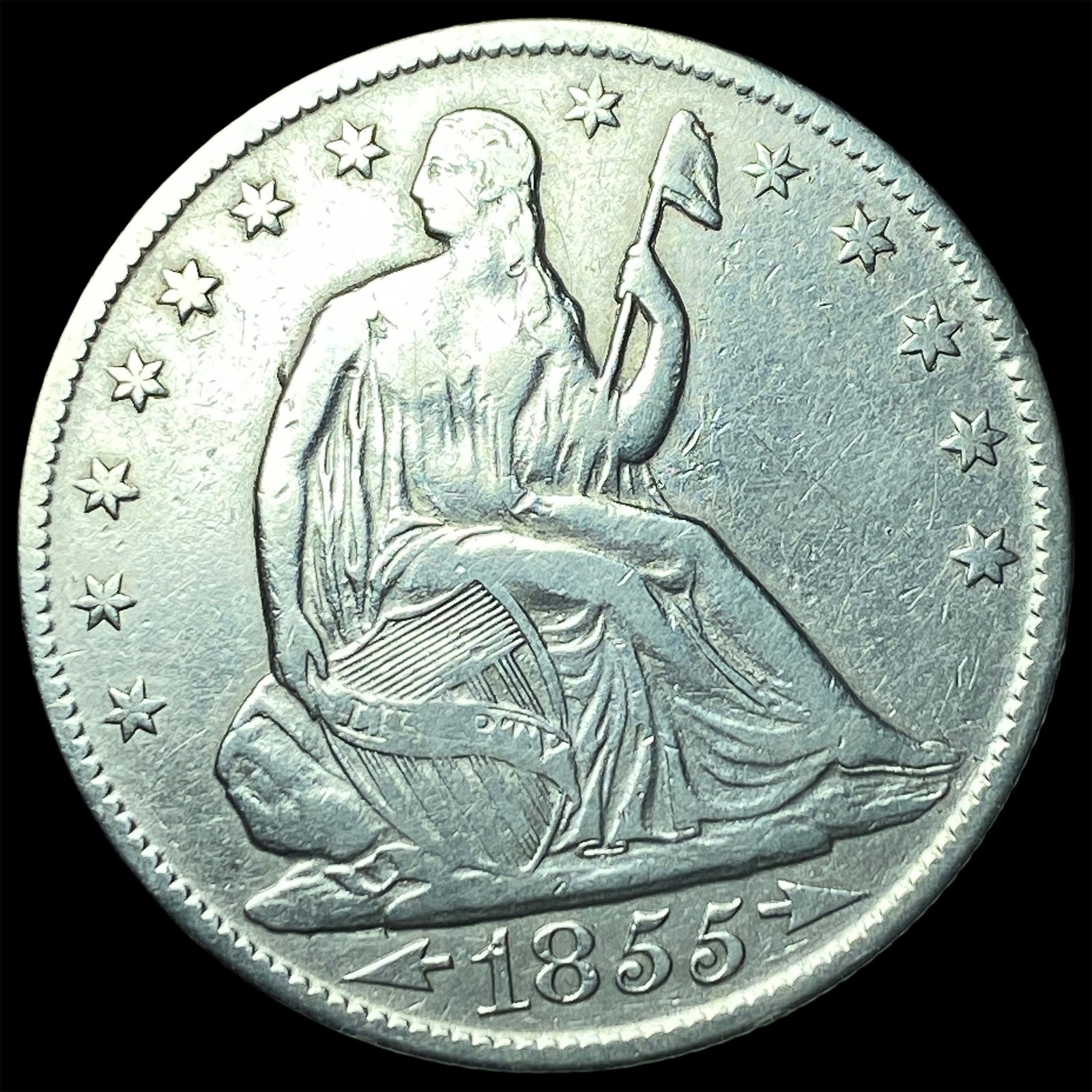 1855-O Silver Half Dollar CLOSELY UNCIRCULATED: 1855-O Silver Half Dollar CLOSELY UNCIRCULATED