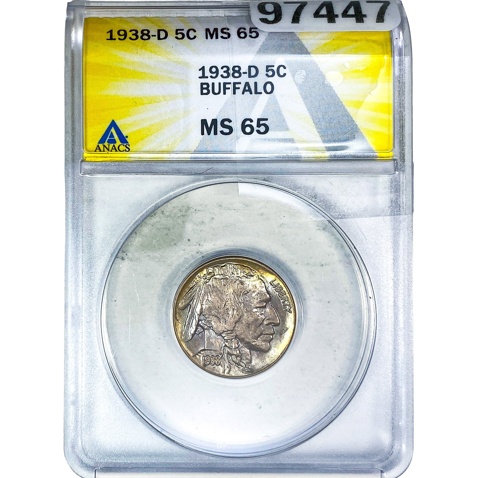 1938-D Buffalo Nickel ANACS MS65: 1938-D Buffalo Nickel ANACS MS65