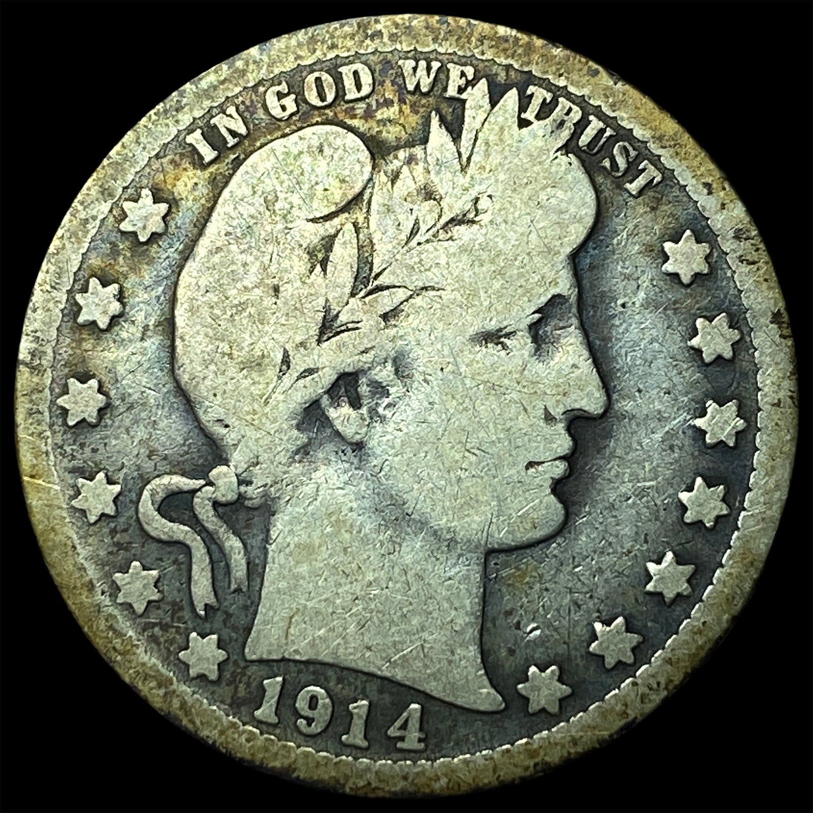 1914-S Silver Barber Quarter NEARLY UNCIRCULATED: 1914-S Silver Barber Quarter NEARLY UNCIRCULATED