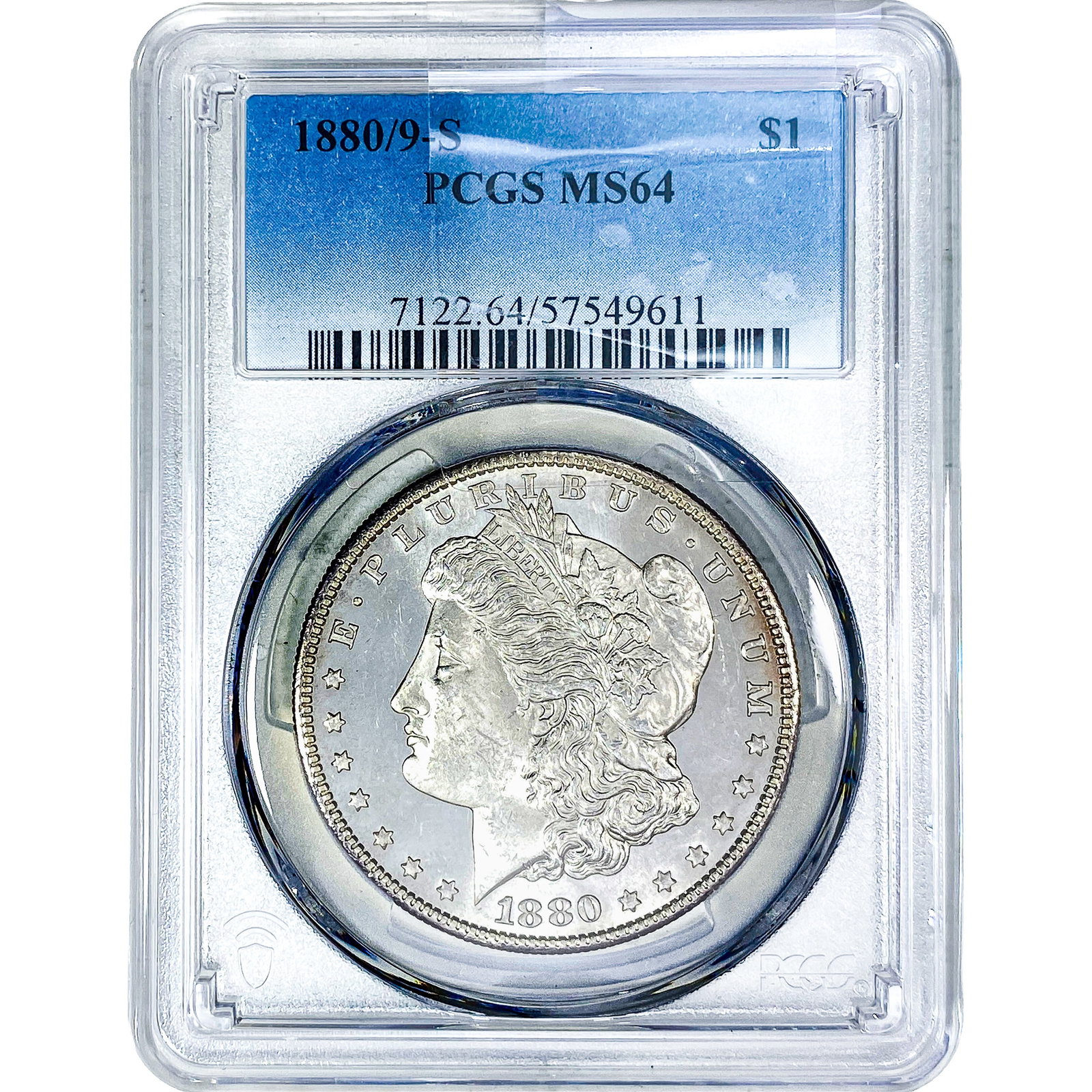 1880/9-S Morgan Silver Dollar PCGS MS64: 1880/9-S Morgan Silver Dollar PCGS MS64