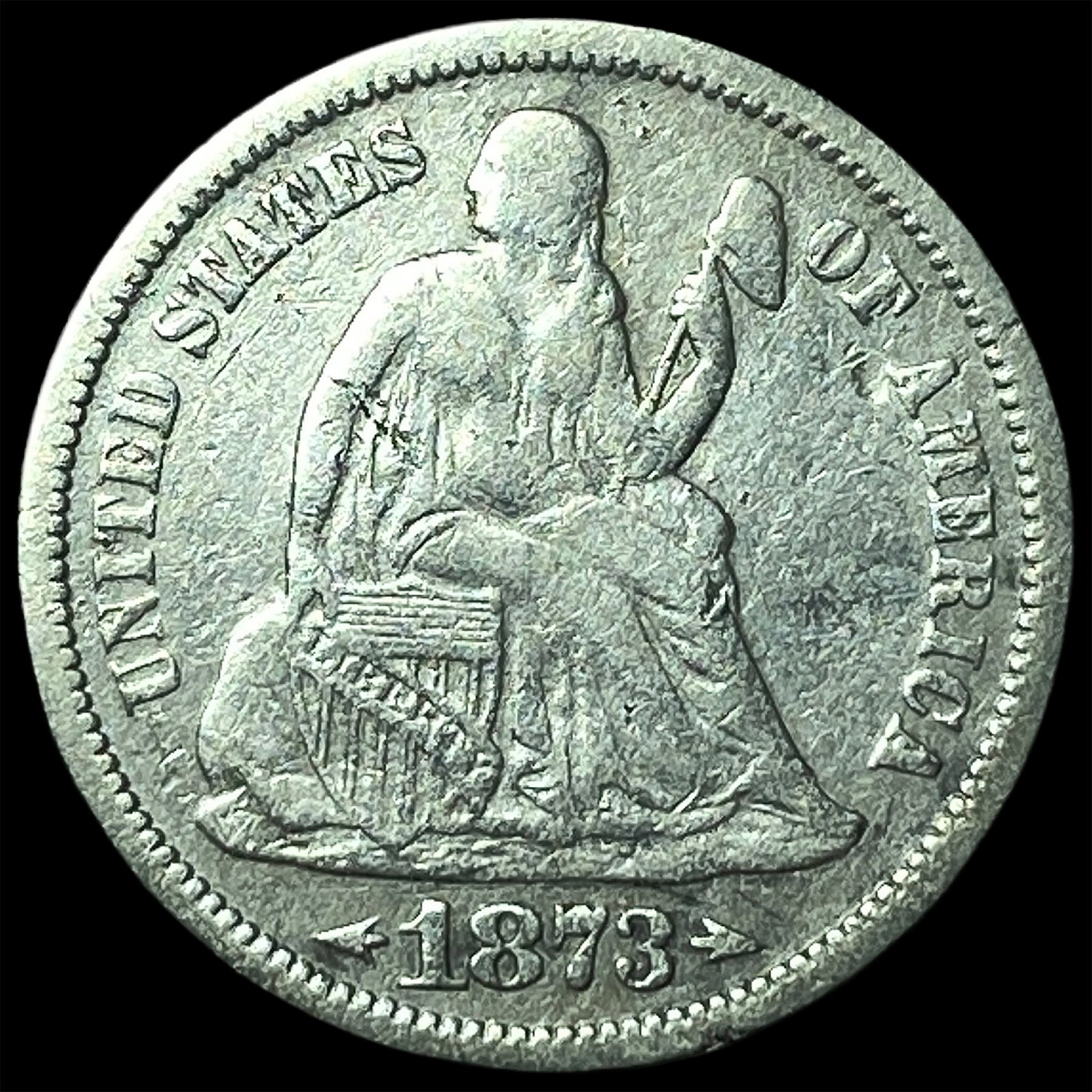 1873 Seated Liberty Dime (No Arrows) CLOSELY UNCIRCULATED: 1873 Seated Liberty Dime (No Arrows) CLOSELY UNCIRCULATED