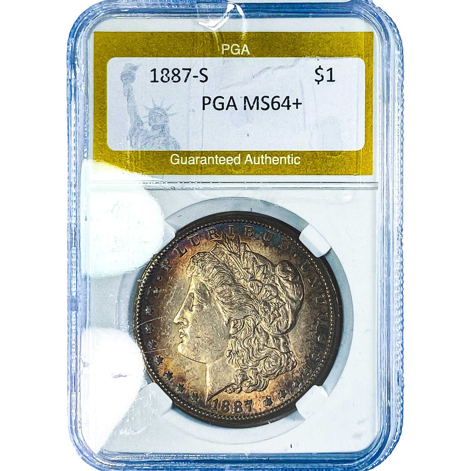 1887-S Morgan Silver Dollar PGA MS64+: 1887-S Morgan Silver Dollar PGA MS64+