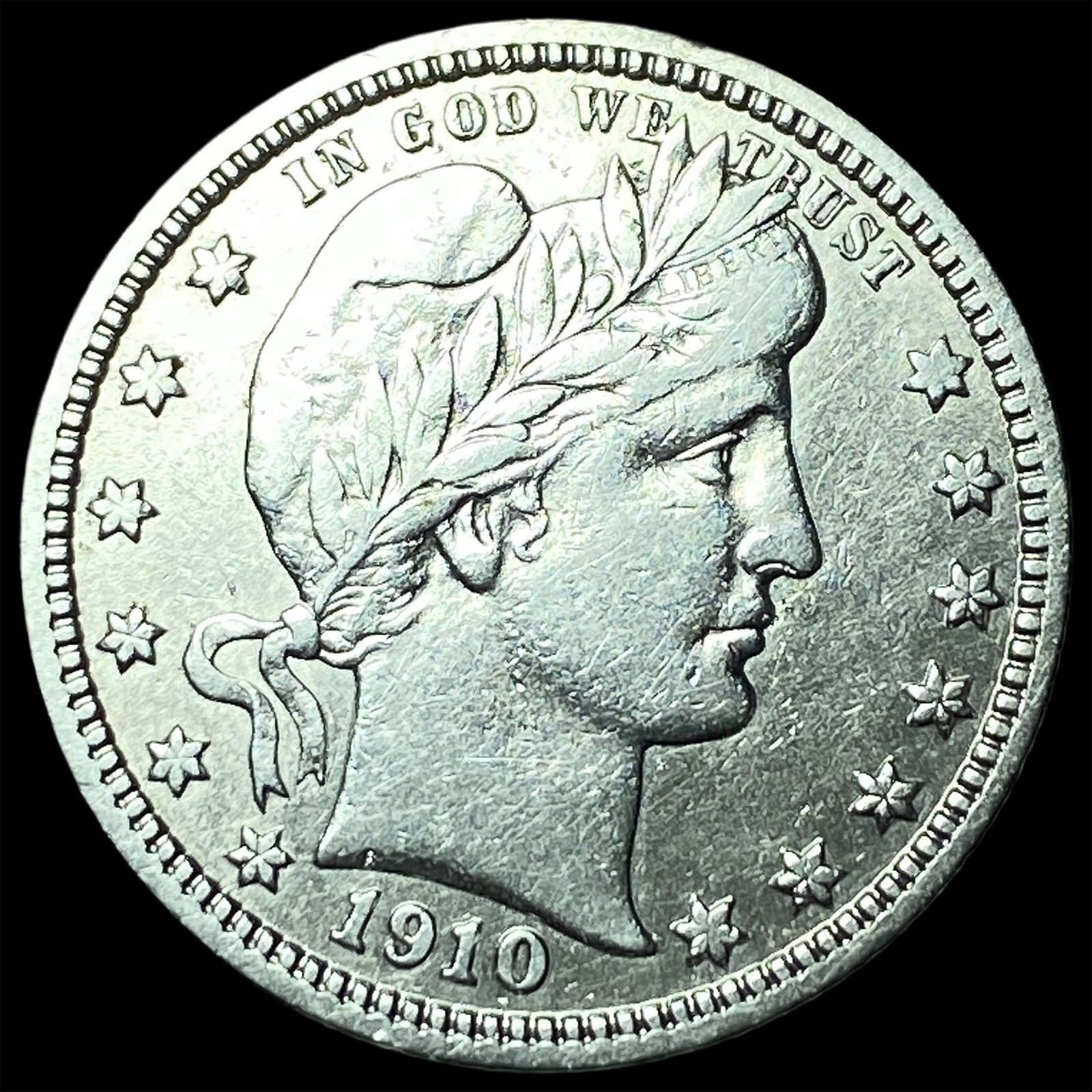 1910 Silver Barber Quarter ABOUT UNCIRCULATED: 1910 Silver Barber Quarter ABOUT UNCIRCULATED