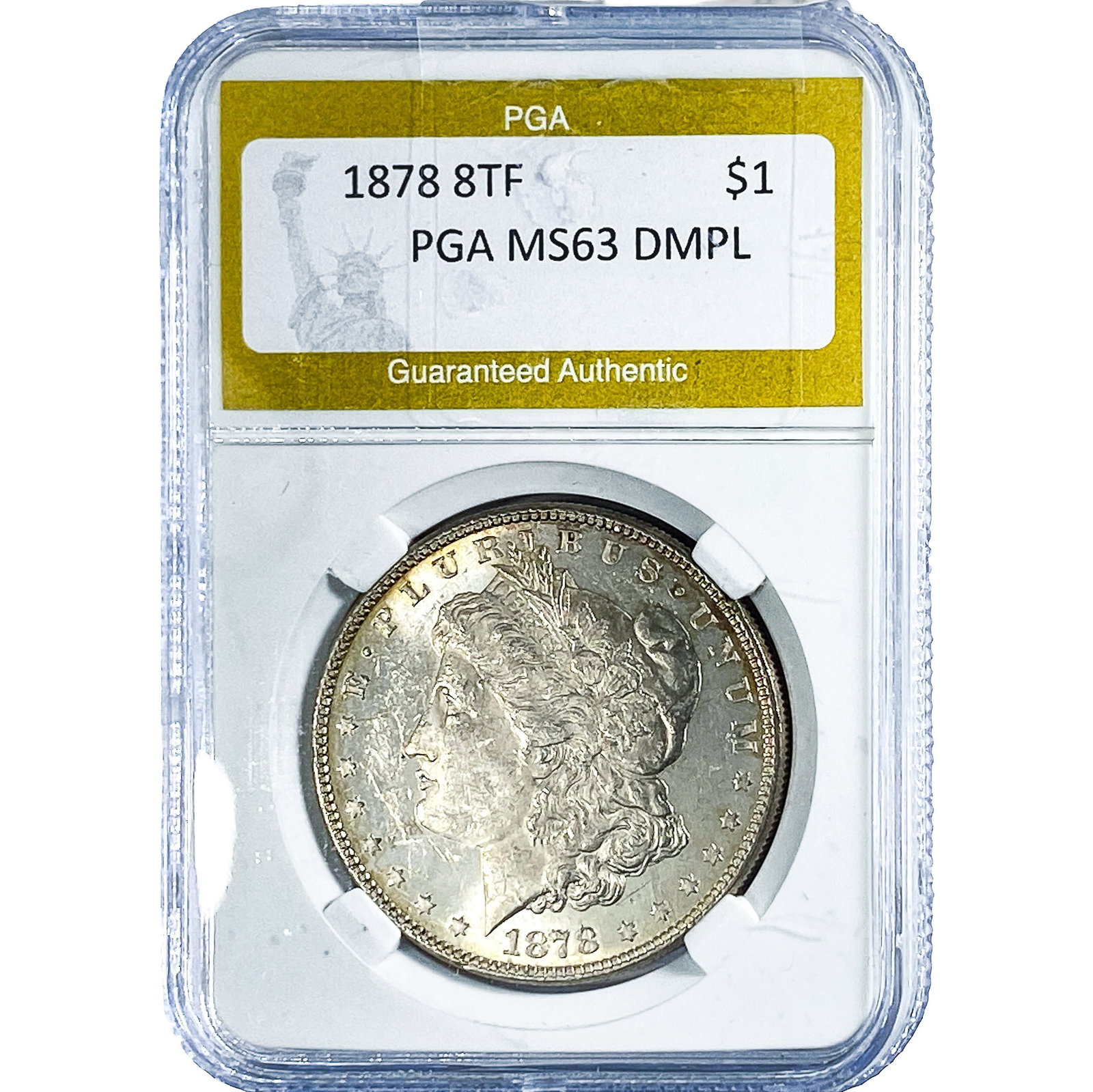 1878 8TF Morgan Silver Dollar PGA MS63 DMPL: 1878 8TF Morgan Silver Dollar PGA MS63 DMPL