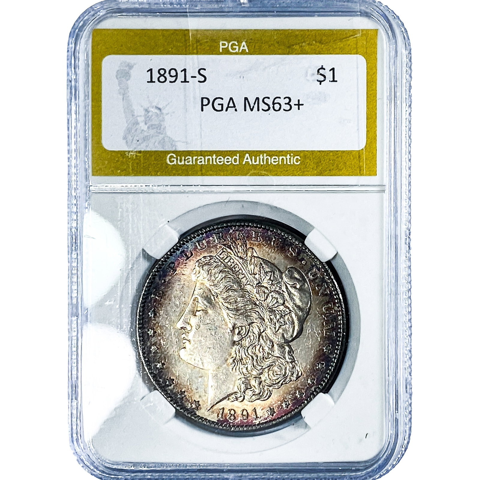 1891-S Morgan Silver Dollar PGA MS63+: 1891-S Morgan Silver Dollar PGA MS63+