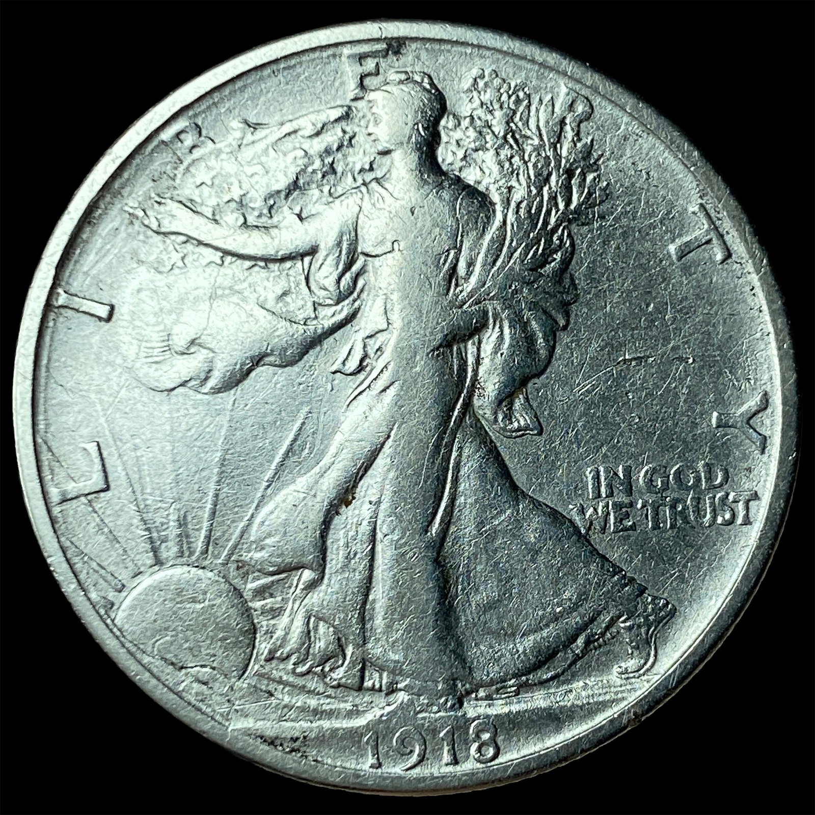 1918-S Silver Half Dollar Walking Liberty CLOSELY UNCIRCULATED (1 of 2)