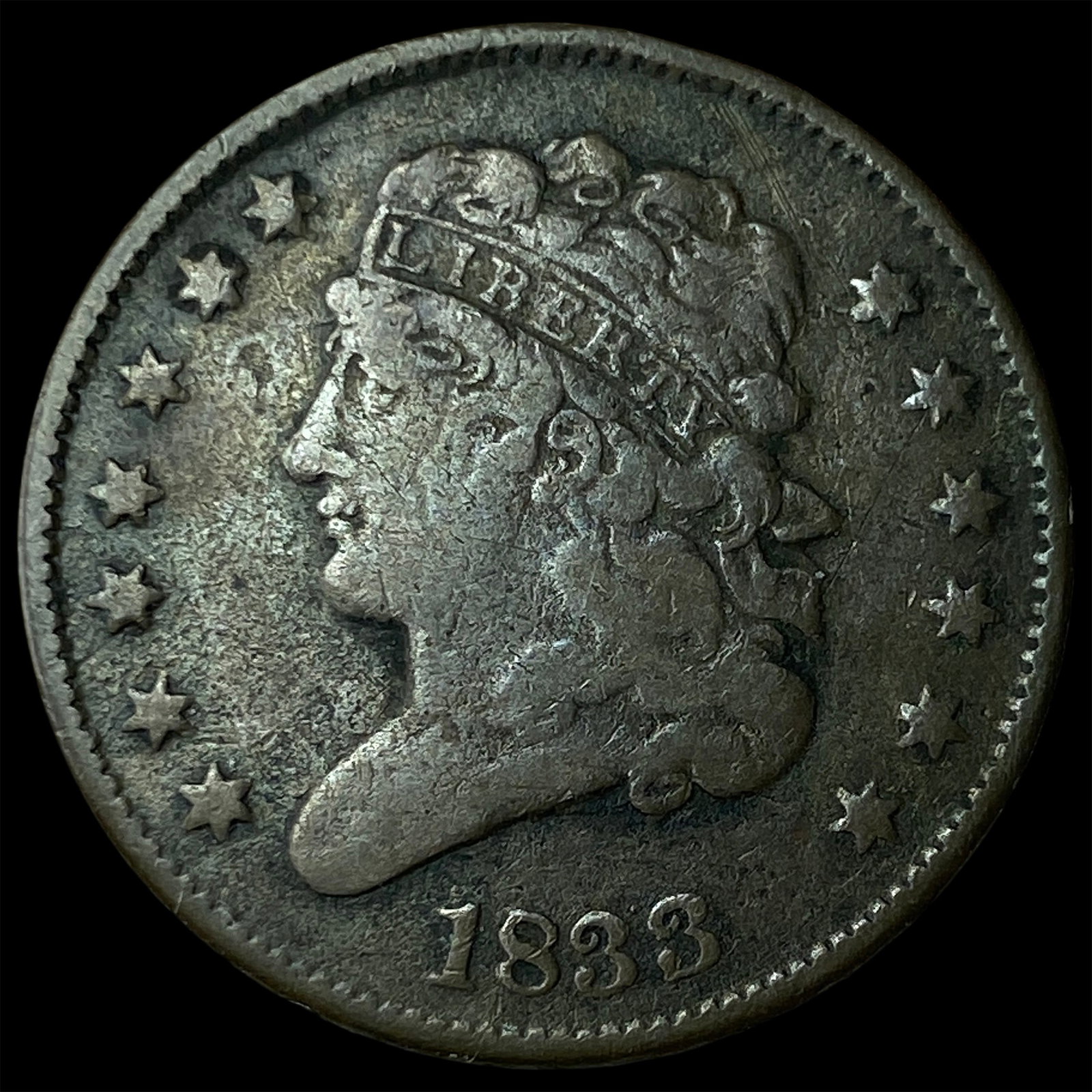 1833 Classic Head Half Cent LIGHTLY CIRCULATED: 1833 Classic Head Half Cent LIGHTLY CIRCULATED