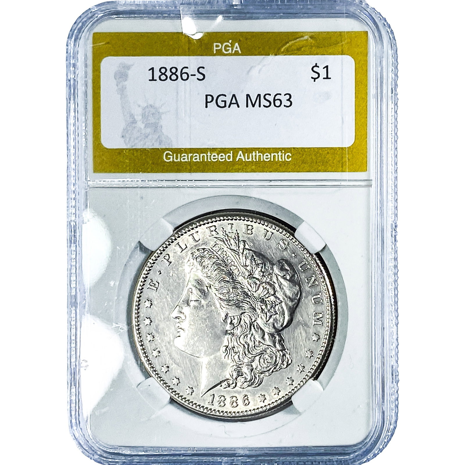 1886-S Morgan Silver Dollar PGA MS63: 1886-S Morgan Silver Dollar PGA MS63