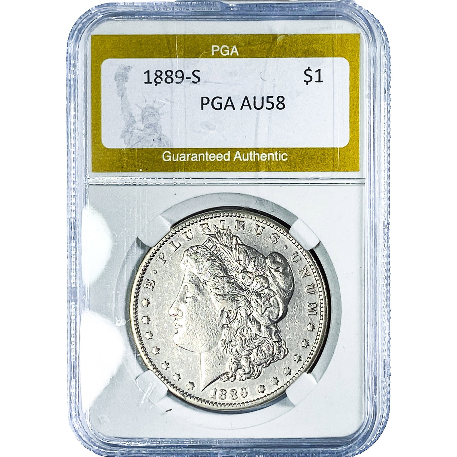 1889-S Morgan Silver Dollar PGA AU58: 1889-S Morgan Silver Dollar PGA AU58