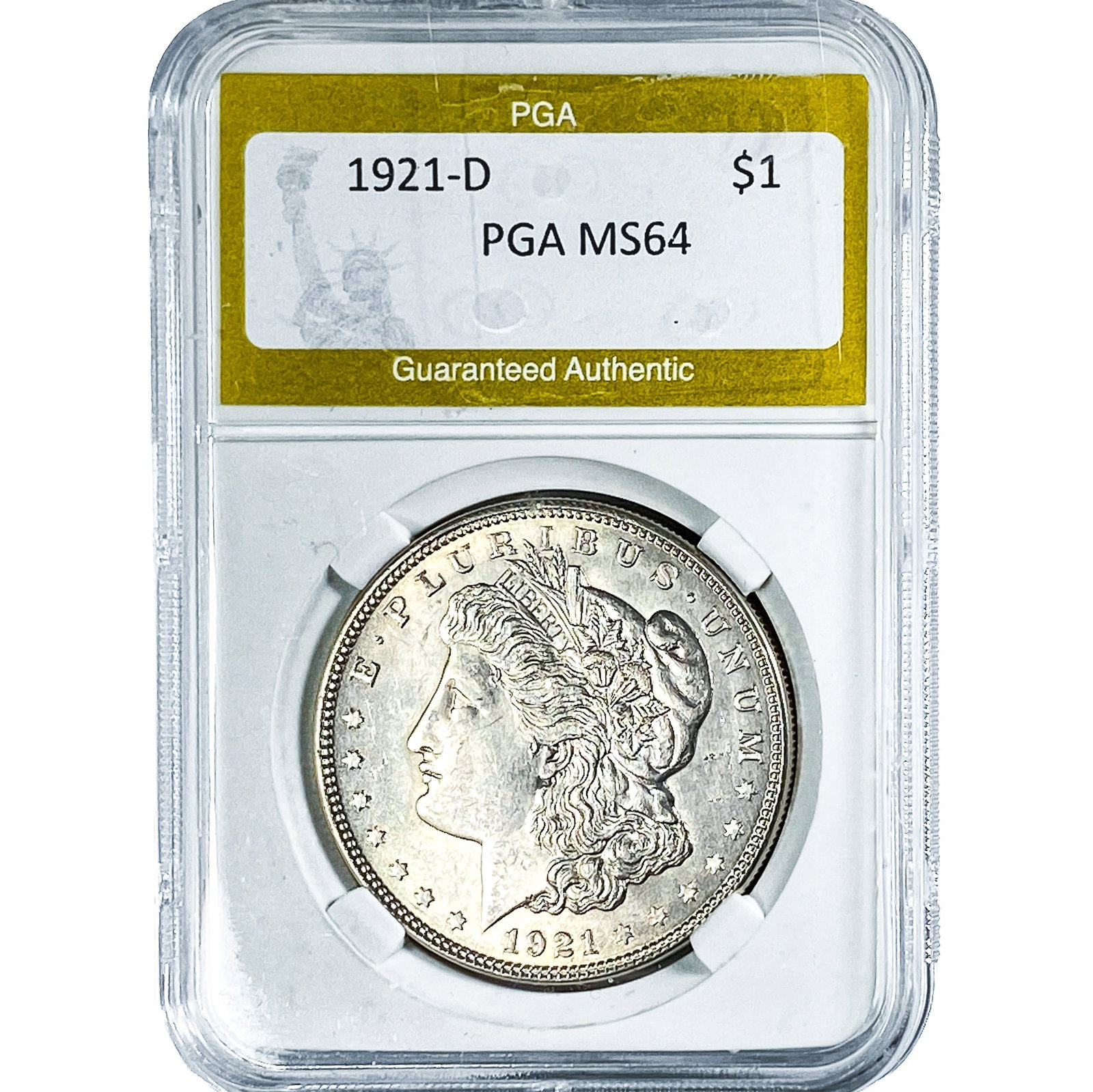1921-D Morgan Silver Dollar PGA MS64: 1921-D Morgan Silver Dollar PGA MS64