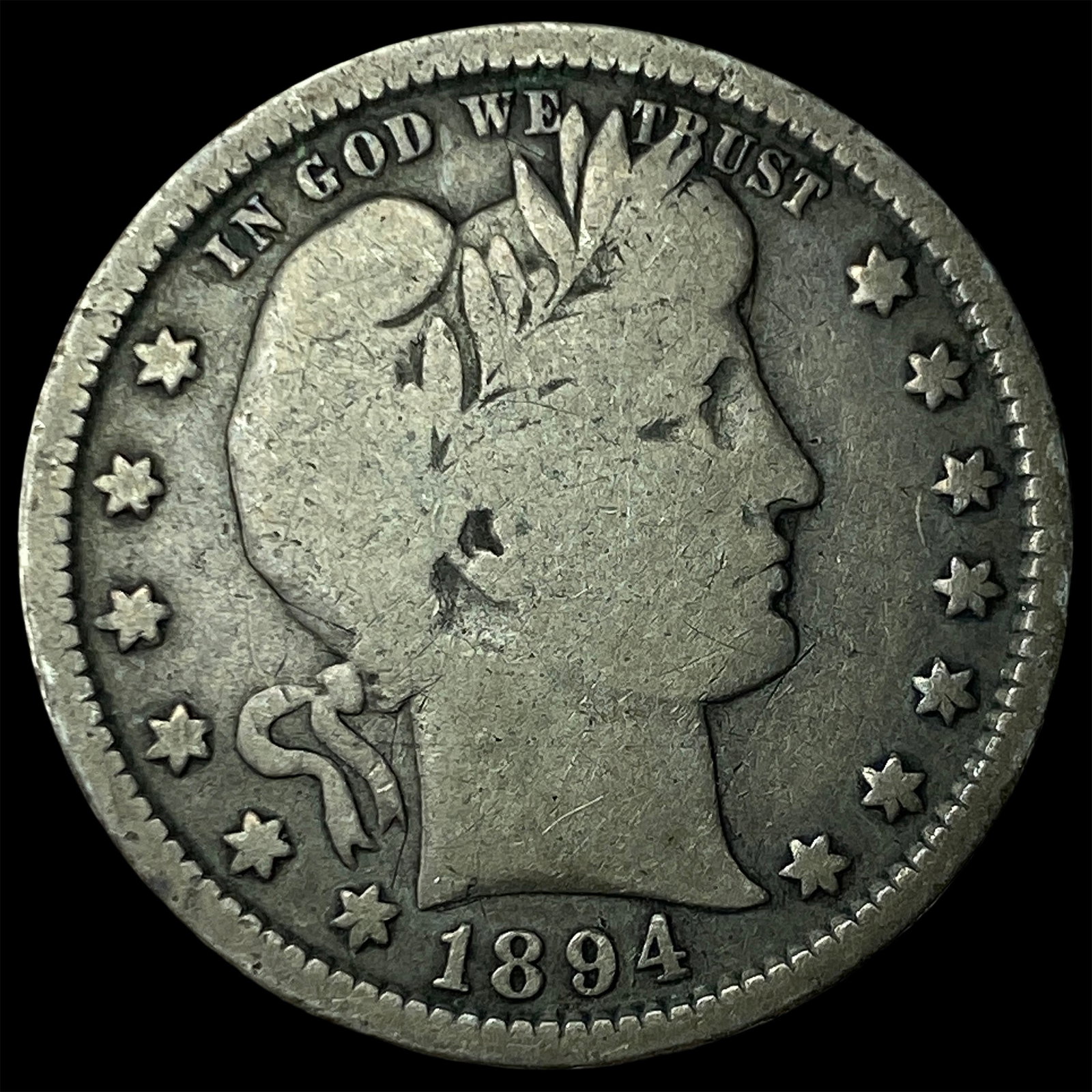 1894-S Silver Barber Quarter LIGHTLY CIRCULATED: 1894-S Silver Barber Quarter LIGHTLY CIRCULATED