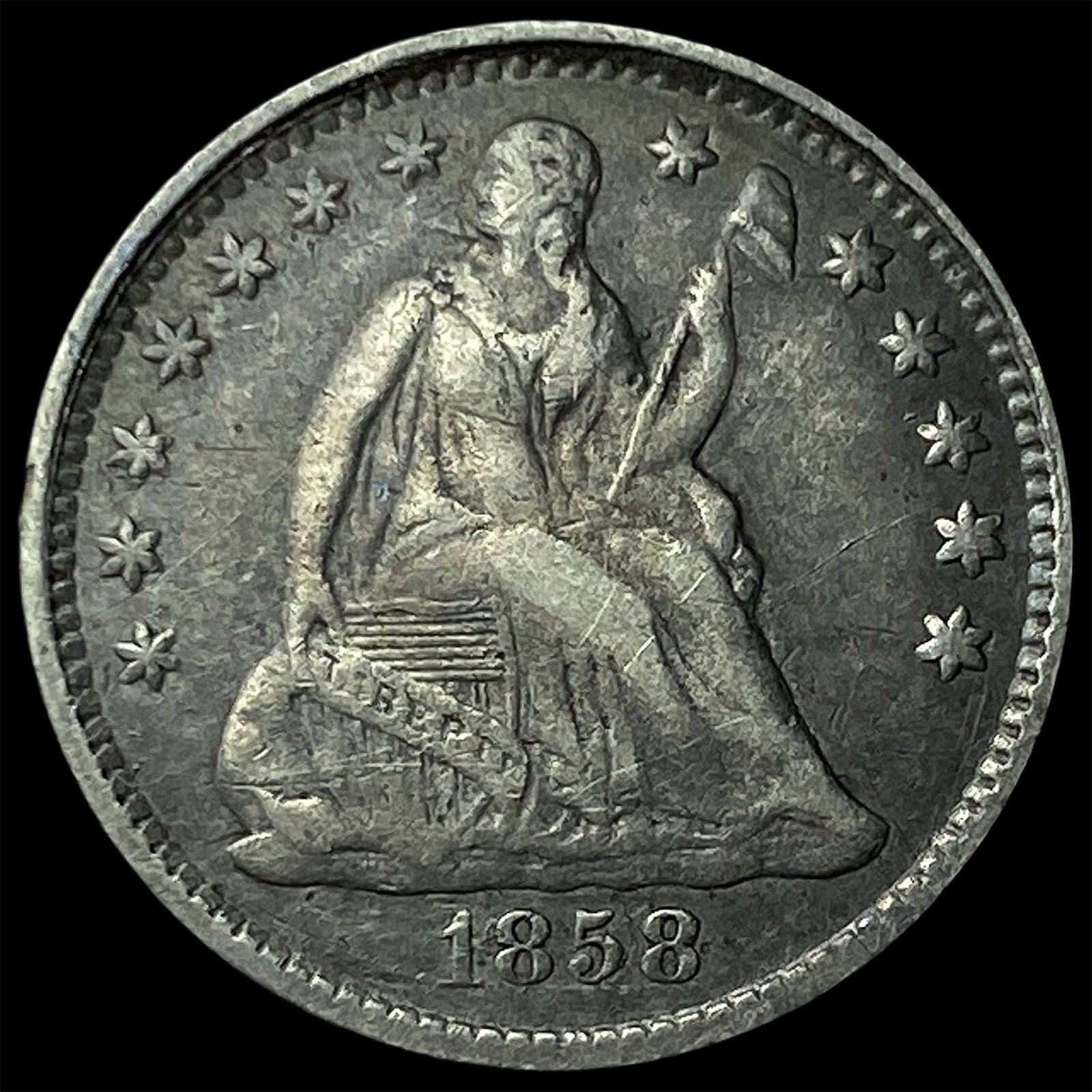 1858 Seated Liberty Half Dime LIGHTLY CIRCULATED: 1858 Seated Liberty Half Dime LIGHTLY CIRCULATED