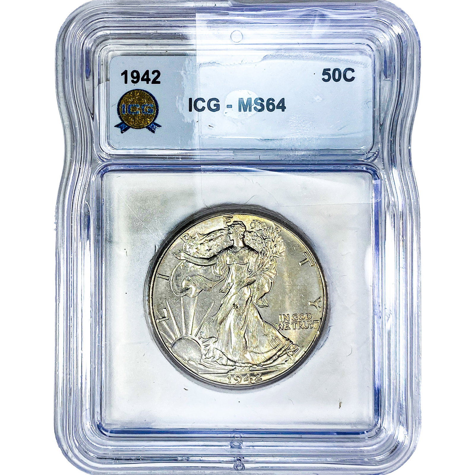 1942 Walking Liberty Half Dollar ICG MS64: 1942 Walking Liberty Half Dollar ICG MS64