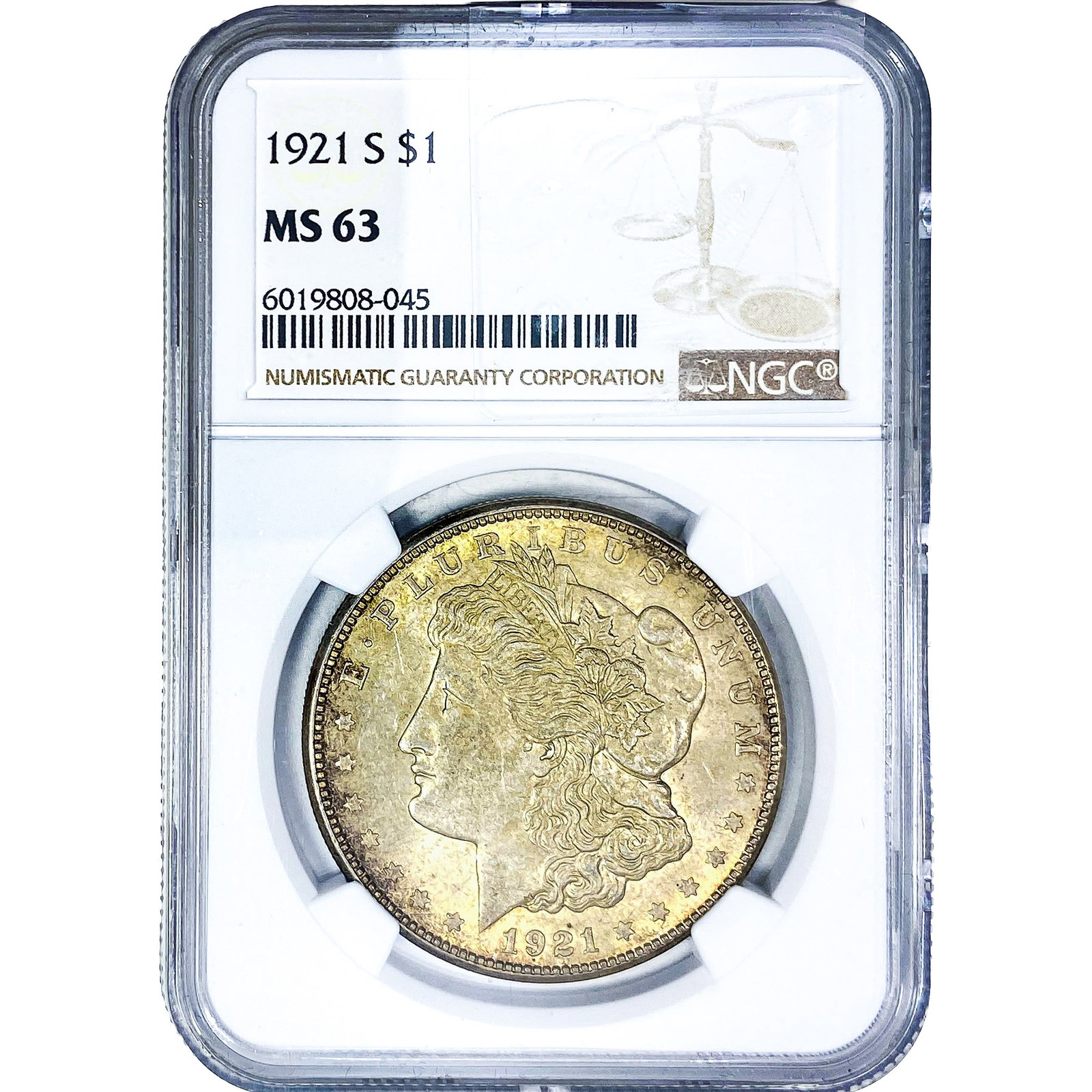1921 Morgan Silver Dollar NGC MS63: 1921 Morgan Silver Dollar NGC MS63