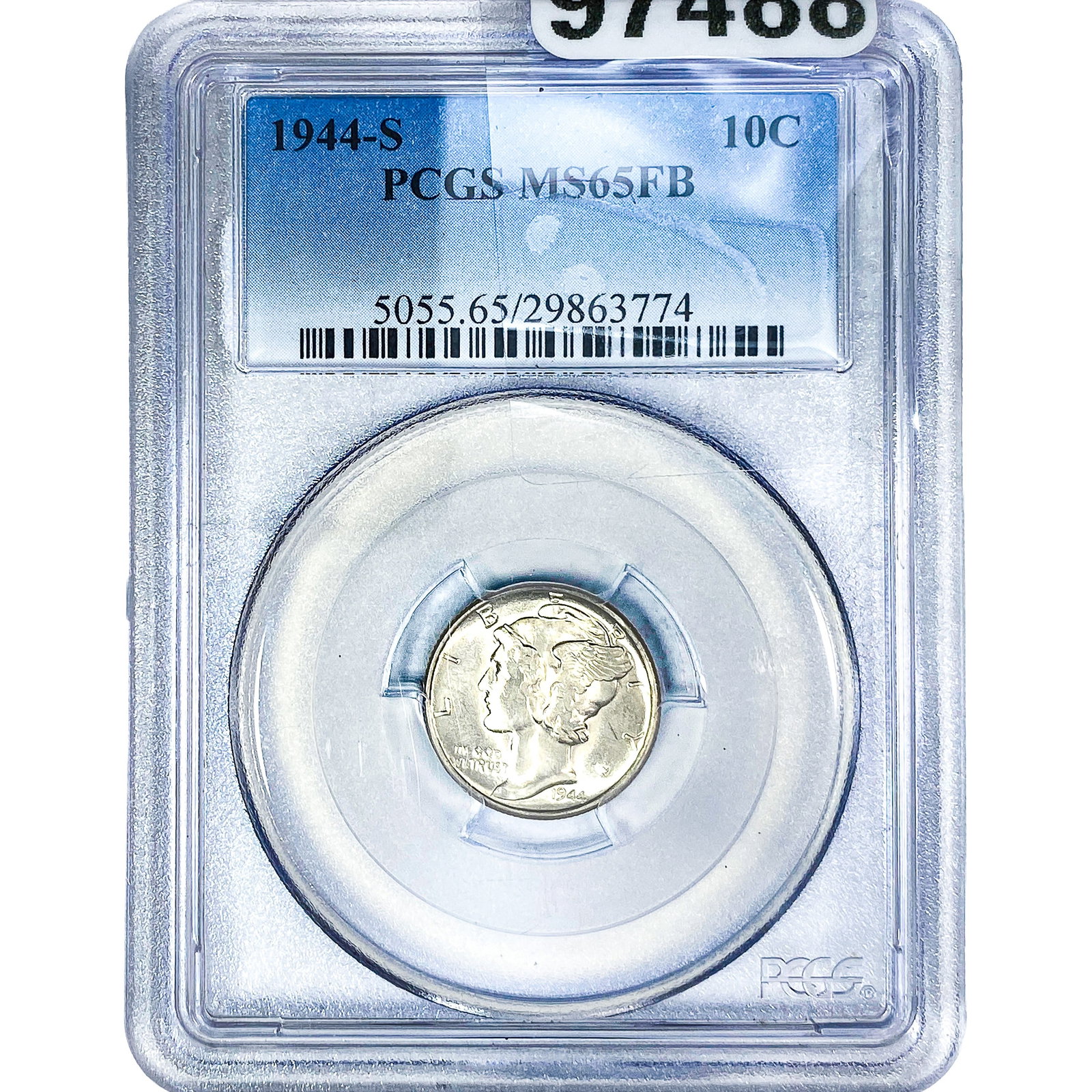 1944-S Mercury Silver Dime PCGS MS65 FB: 1944-S Mercury Silver Dime PCGS MS65 FB