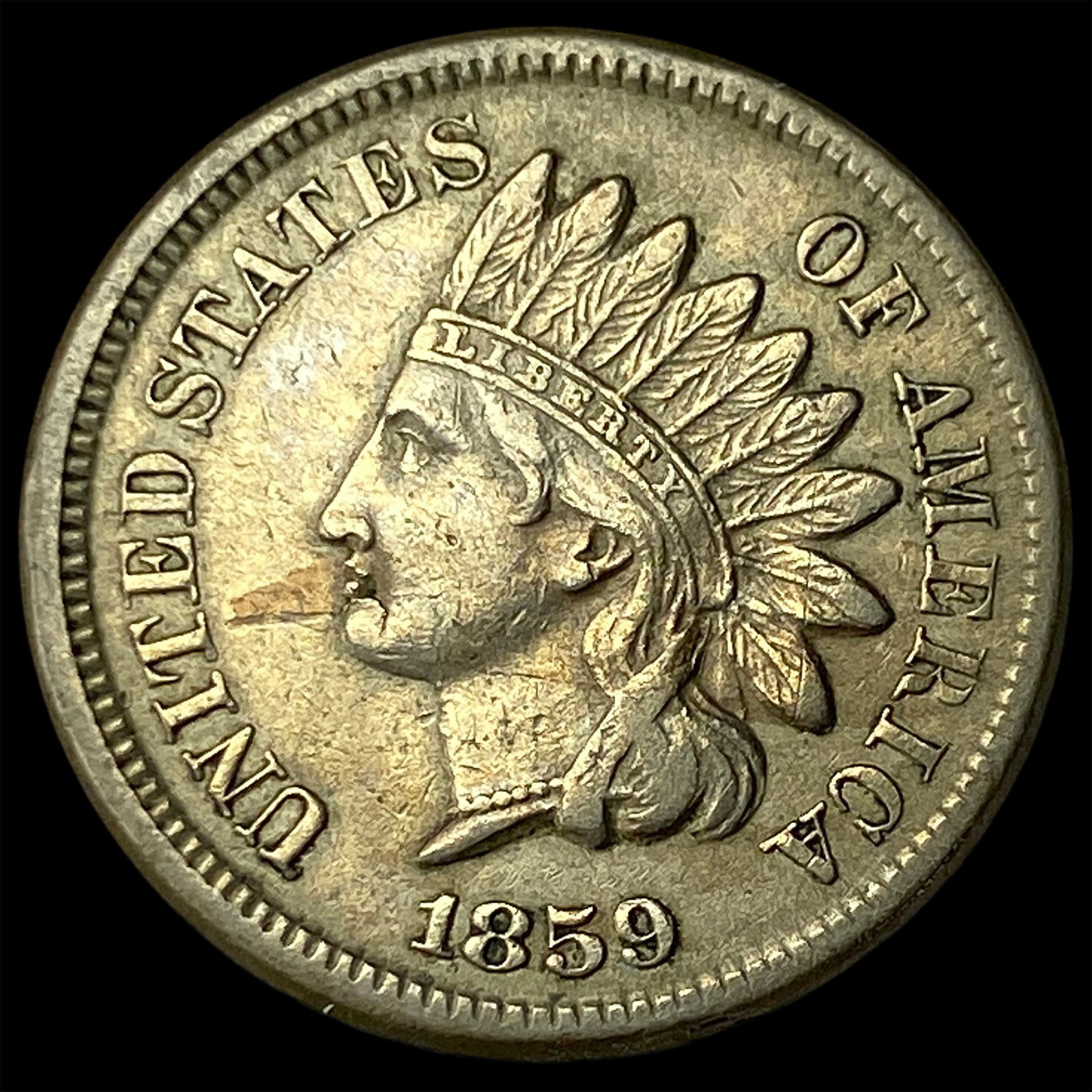 1859 Copper-Nickel Indian Head Cent NEARLY UNCIRCULATED (1 of 2)