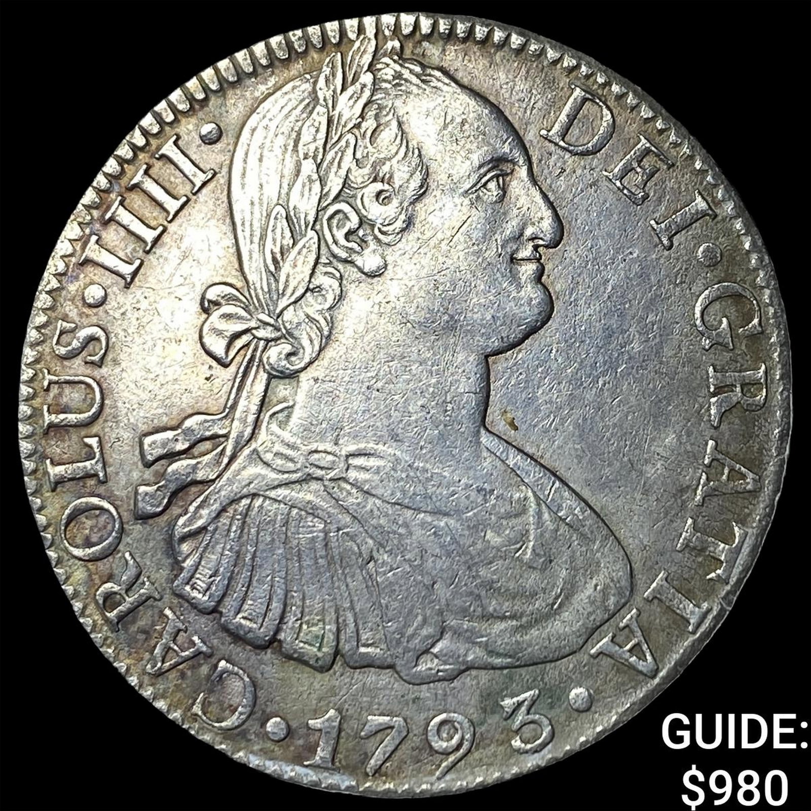 1793 FM Mexico Catolus III SIlver 8 Reales: 1793 FM Mexico Catolus III SIlver 8 Reales