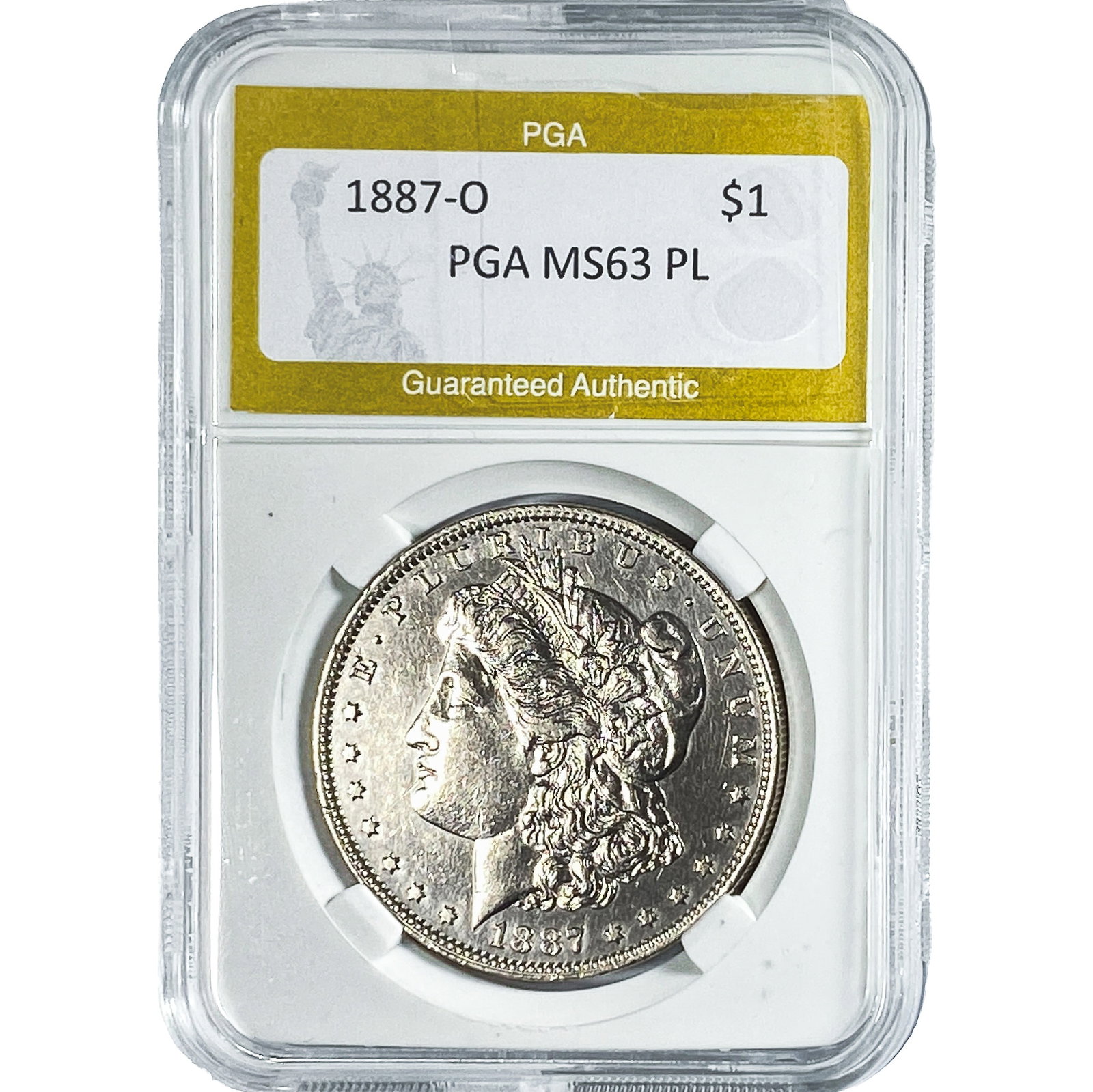 1887-O Morgan Silver Dollar PGA MS63 PL: 1887-O Morgan Silver Dollar PGA MS63 PL