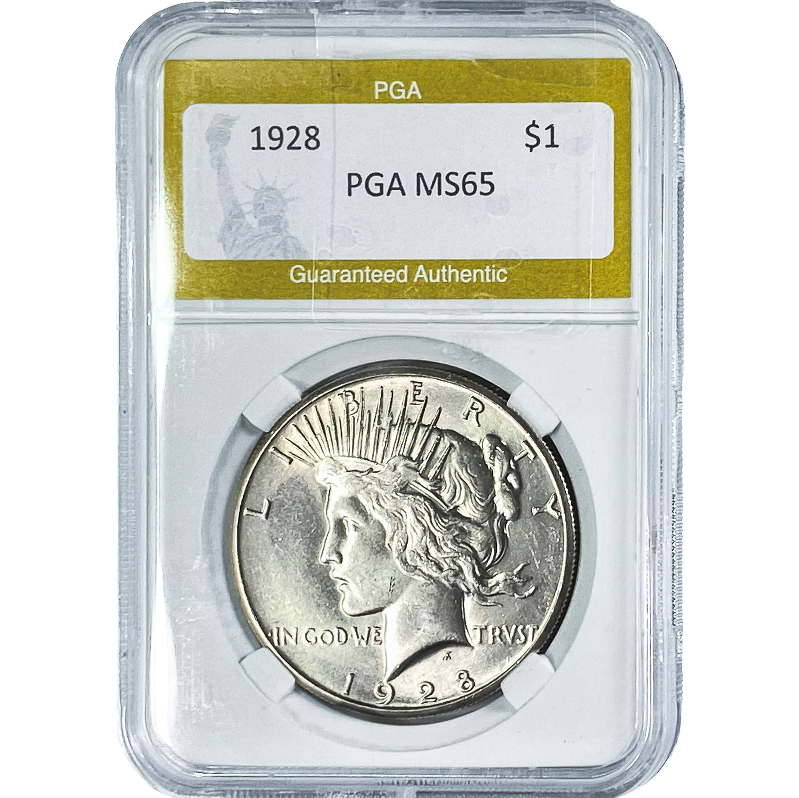 1928 Silver Peace Dollar PGA MS65: 1928 Silver Peace Dollar PGA MS65