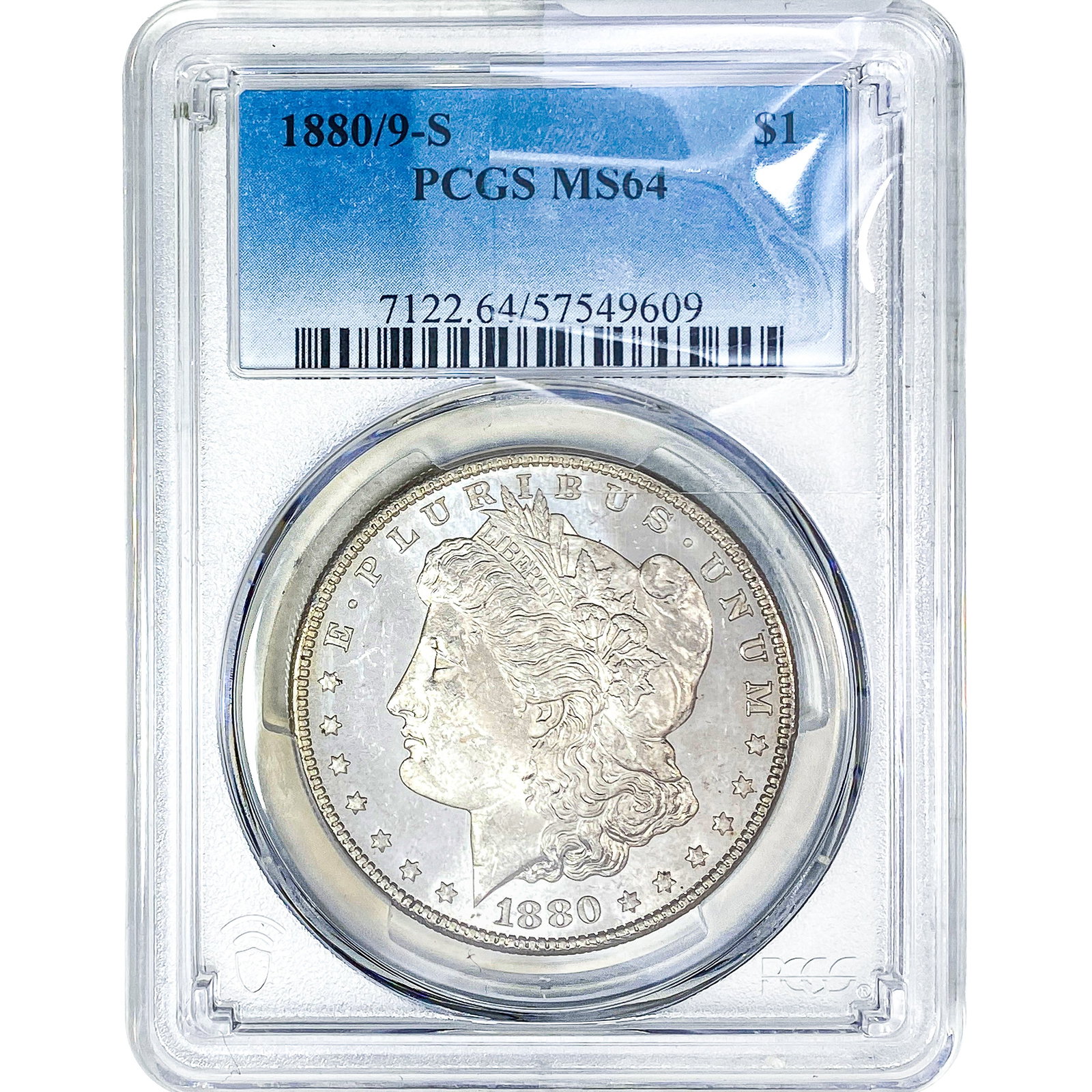 1880/9-S Morgan Silver Dollar PCGS MS64: 1880/9-S Morgan Silver Dollar PCGS MS64