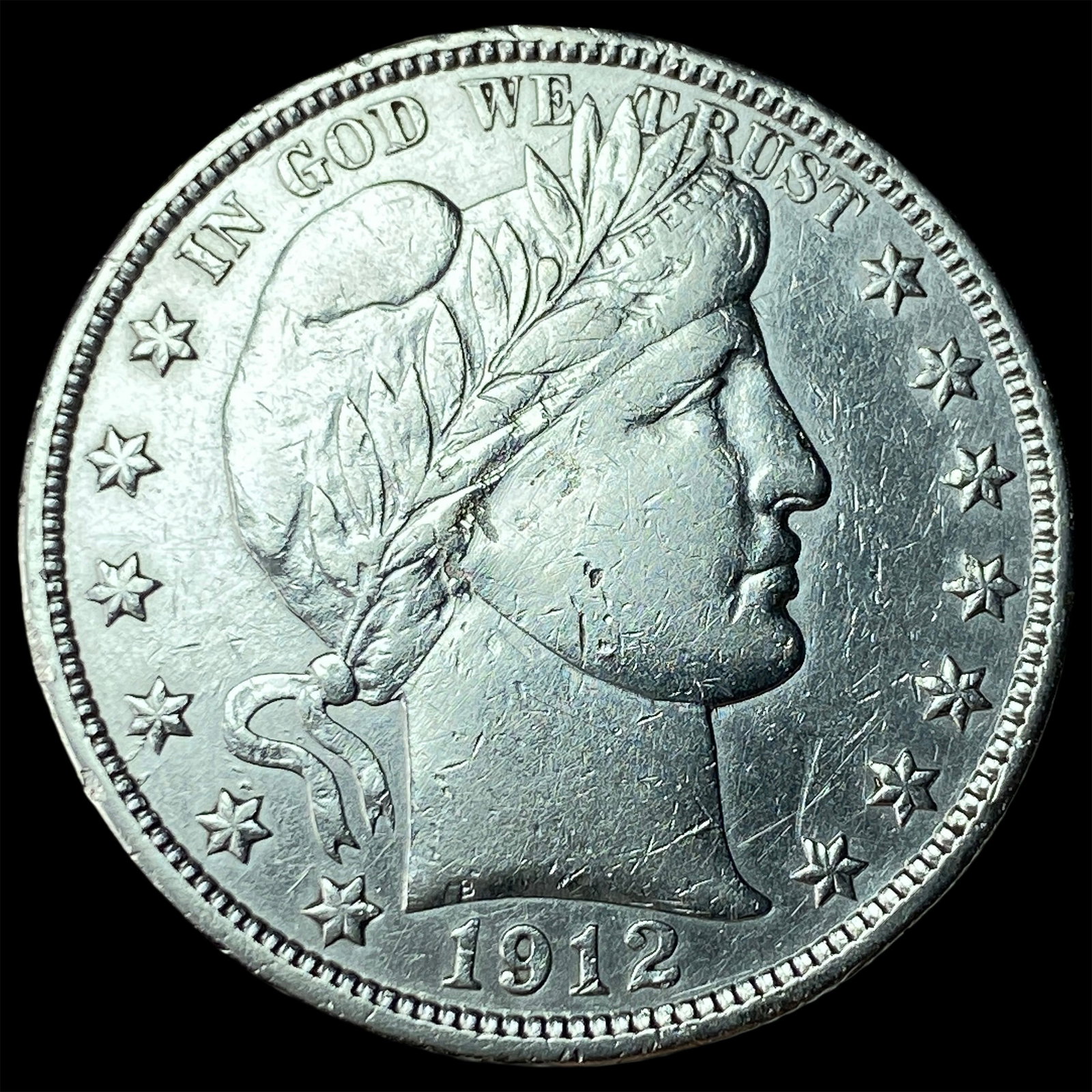 1912-S Silver Barber Half Dollar CLOSELY UNCIRCULATED (1 of 2)