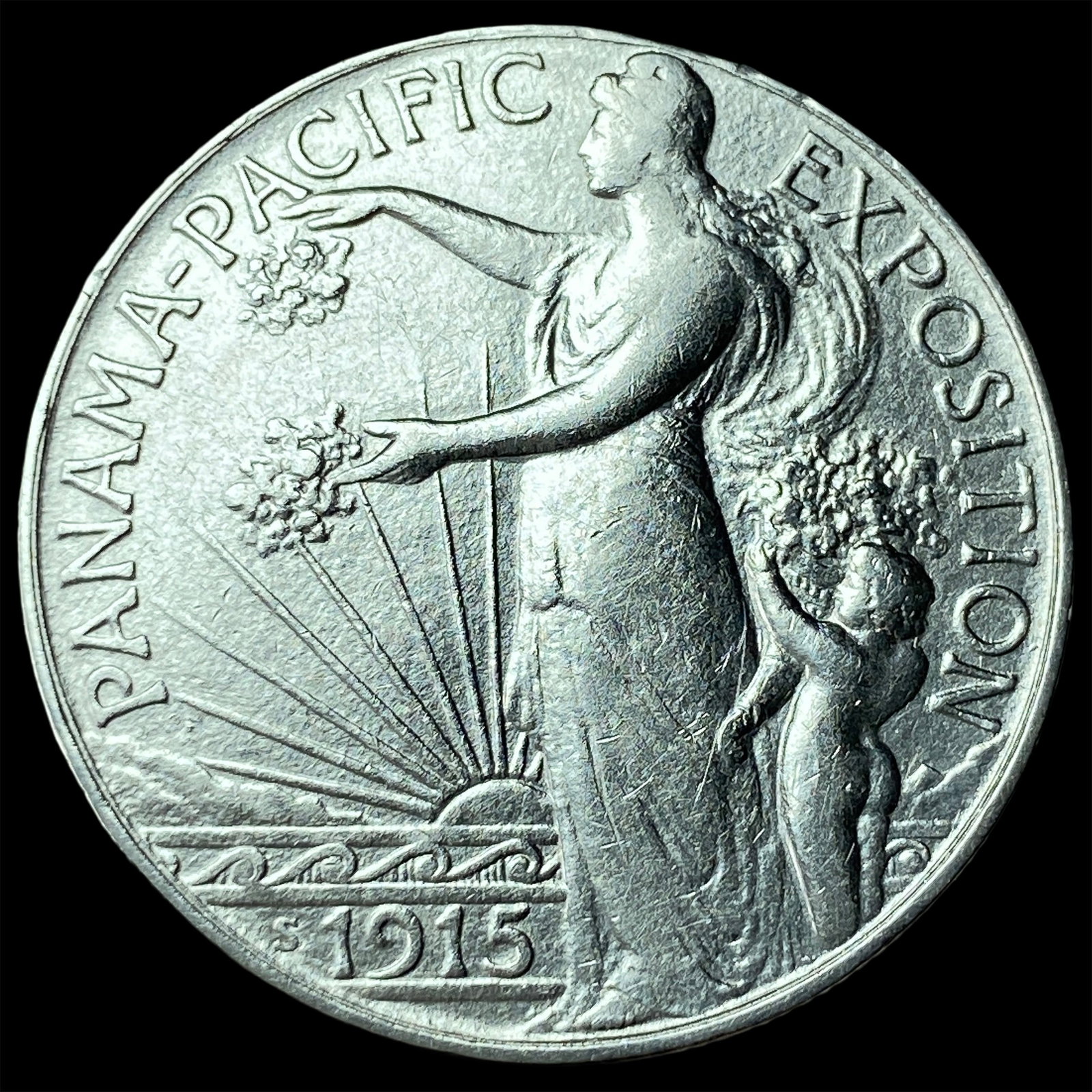 1915-S Silver Panama-Pacific Half Dollar CLOSELY UNCIRCULATED (1 of 2)