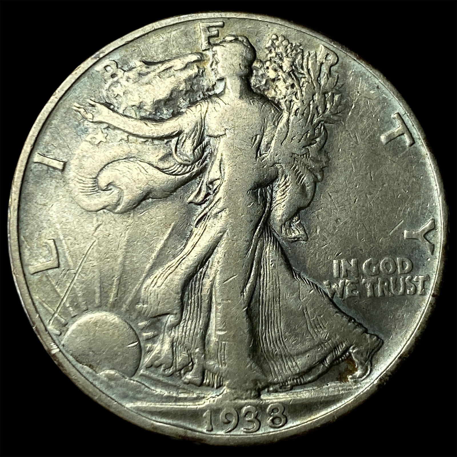 1938-D Silver Half Dollar Walking Liberty LIGHTLY CIRCULATED (1 of 2)
