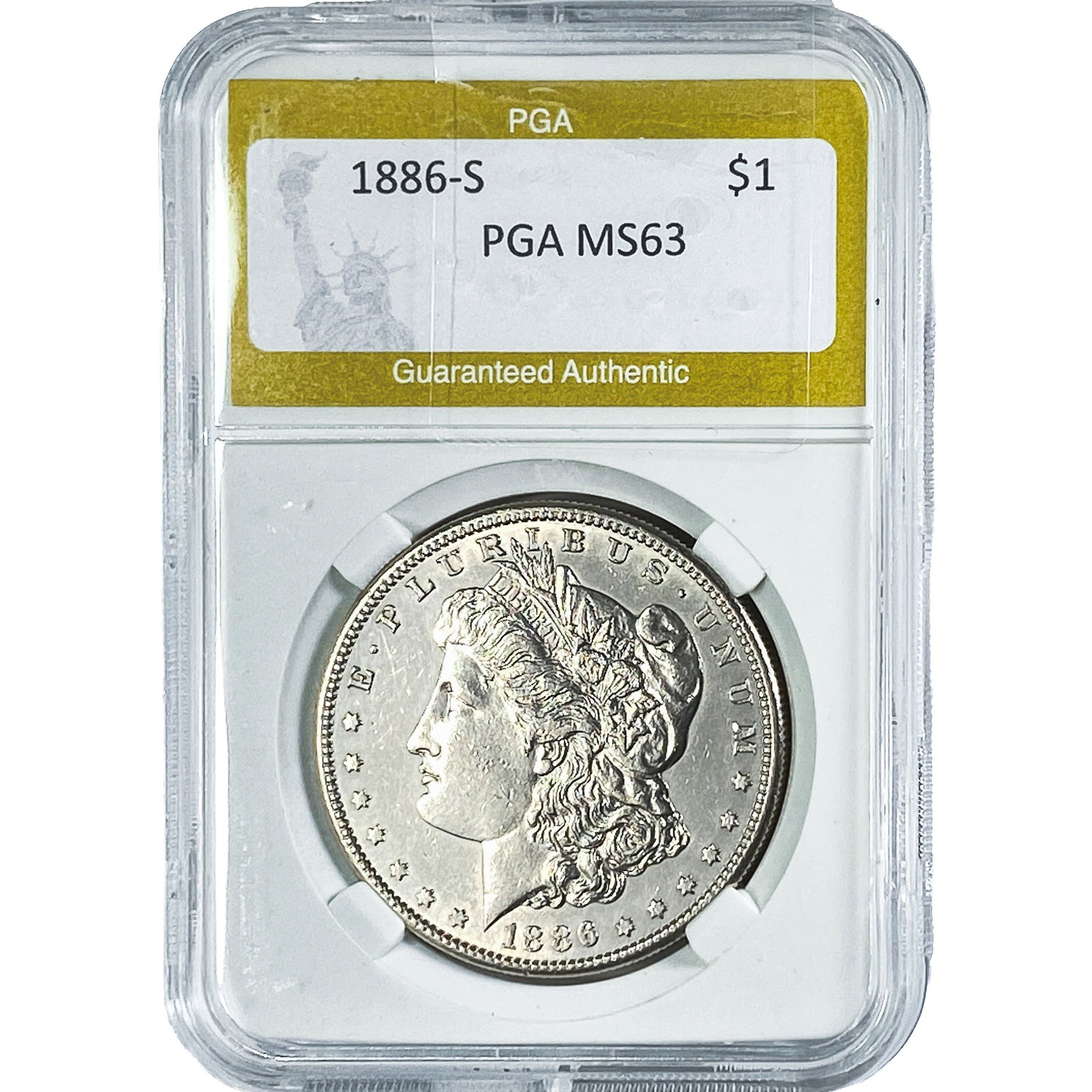 1886-S Morgan Silver Dollar PGA MS63: 1886-S Morgan Silver Dollar PGA MS63