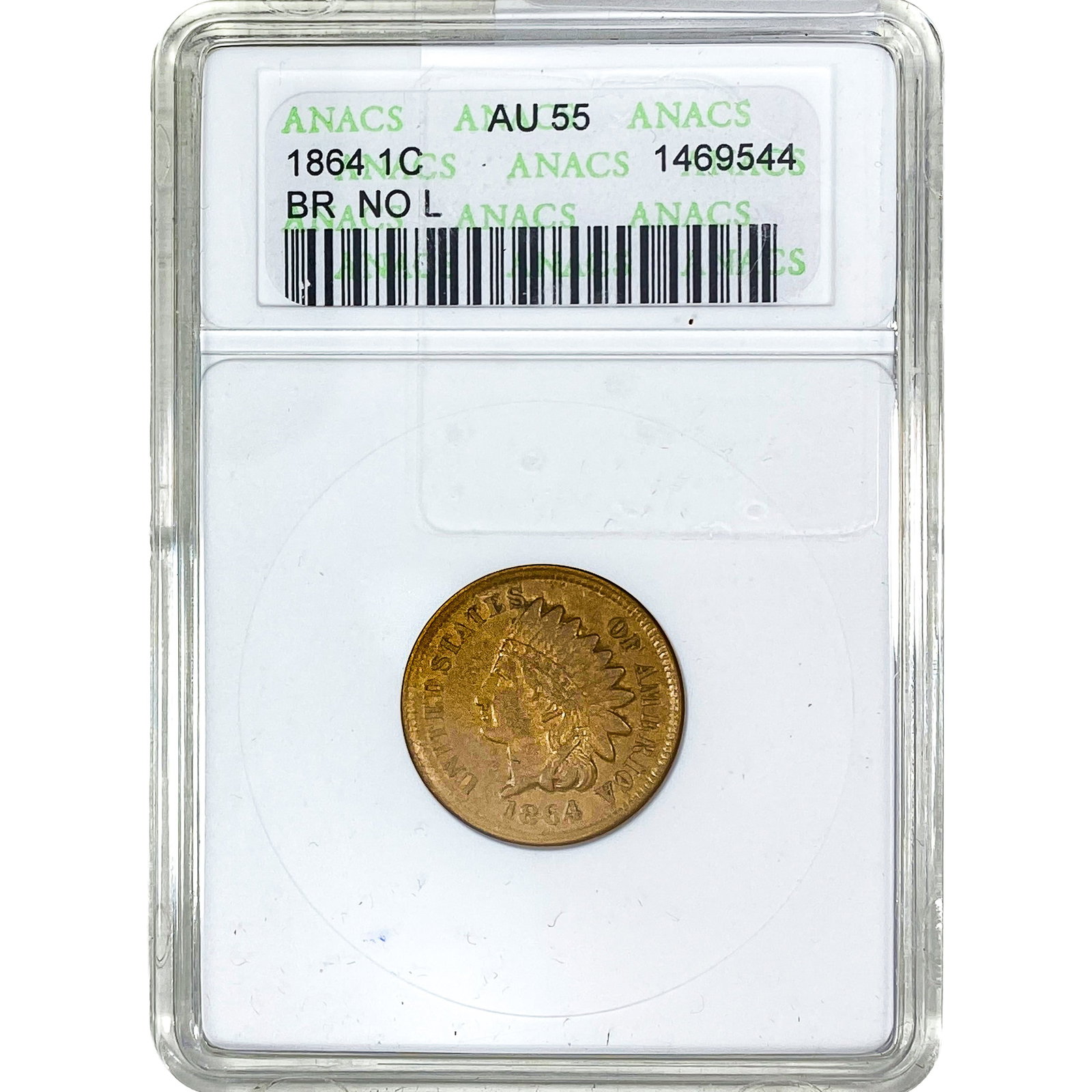 1864 Indian Head Cent ANACS AU55 (1 of 2)